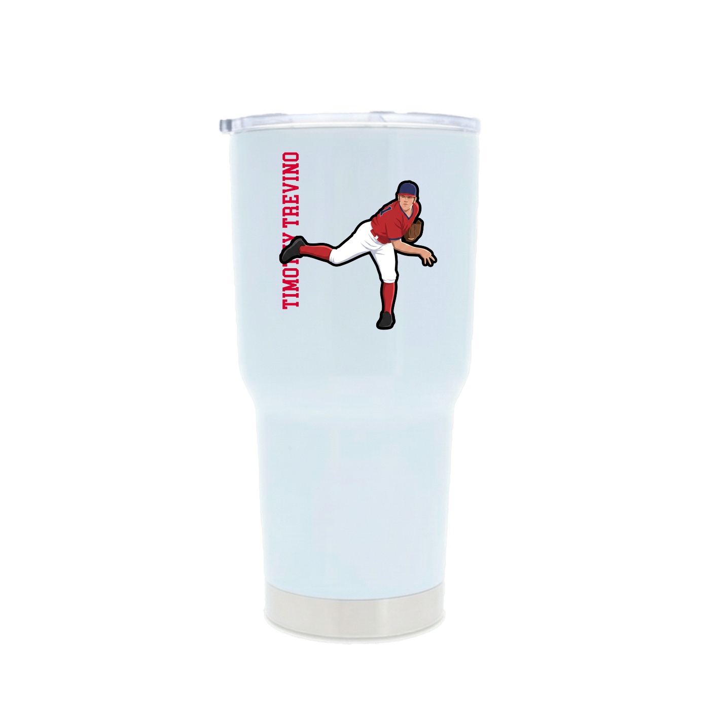 30oz Stainless Steel Tumbler — Name Vertical in White
