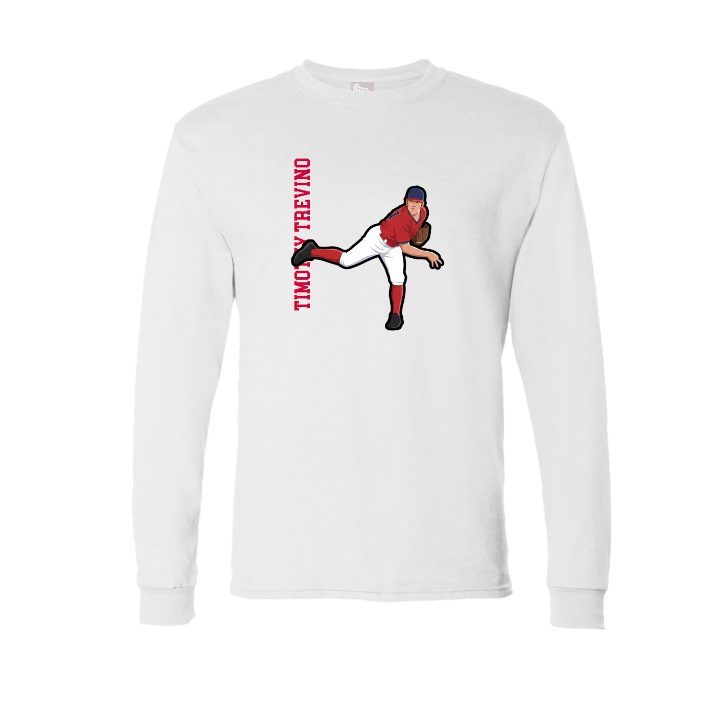 Long Sleeve Tee — Name Vertical in White