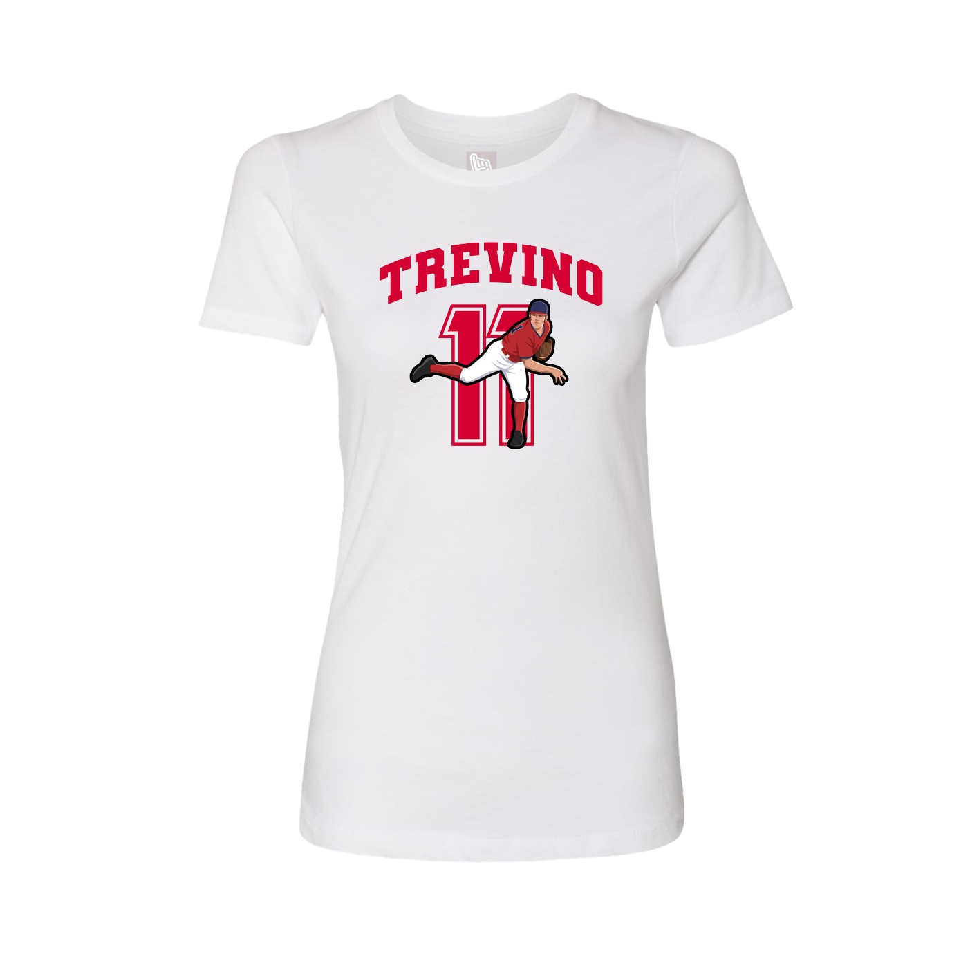 Fitted Women's Tee — Number in White