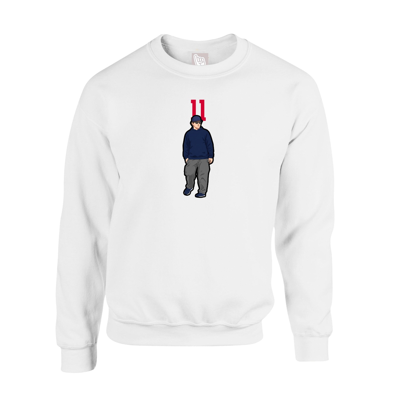 Fleece Crew — Number Top in White