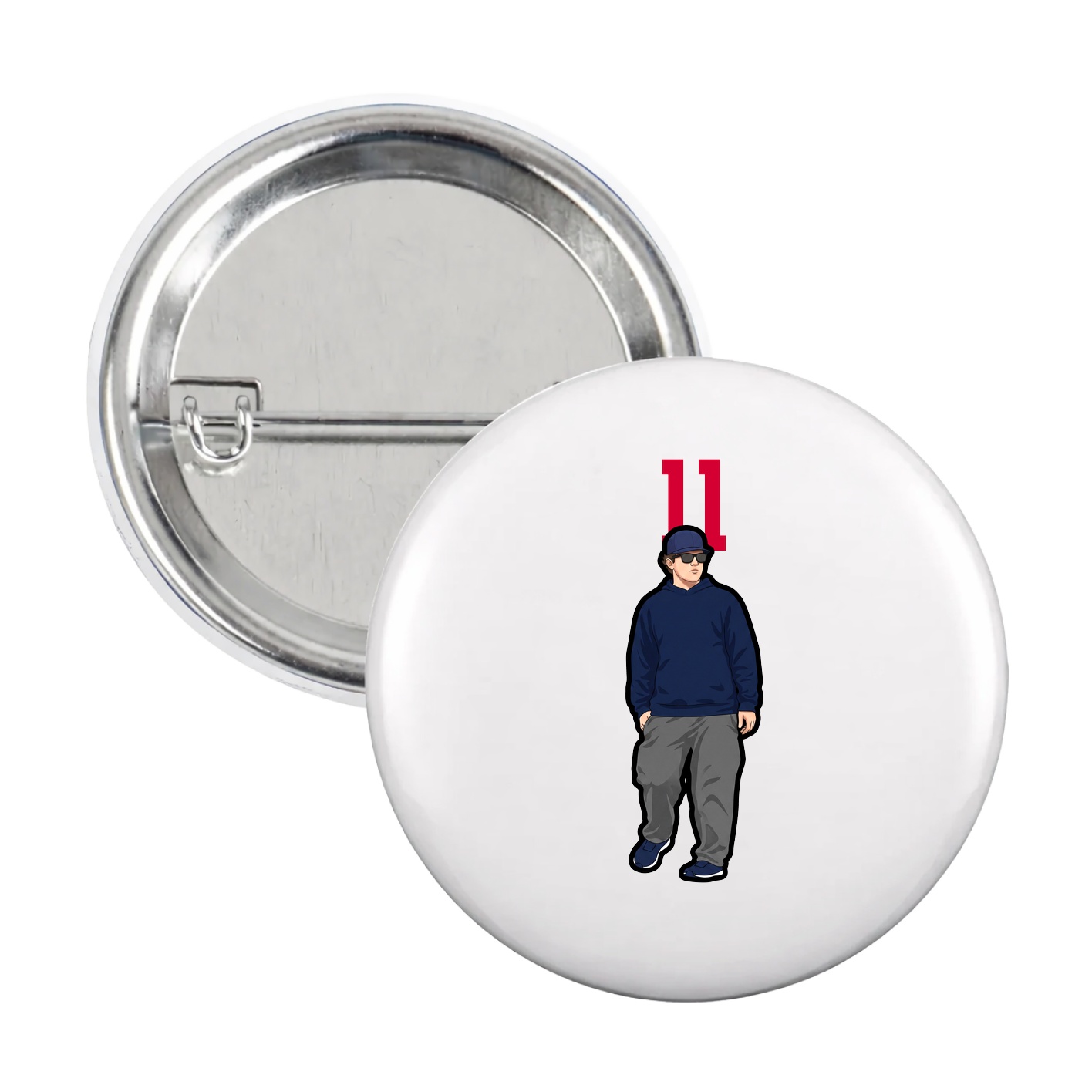 Game Day Button — Number Top in White
