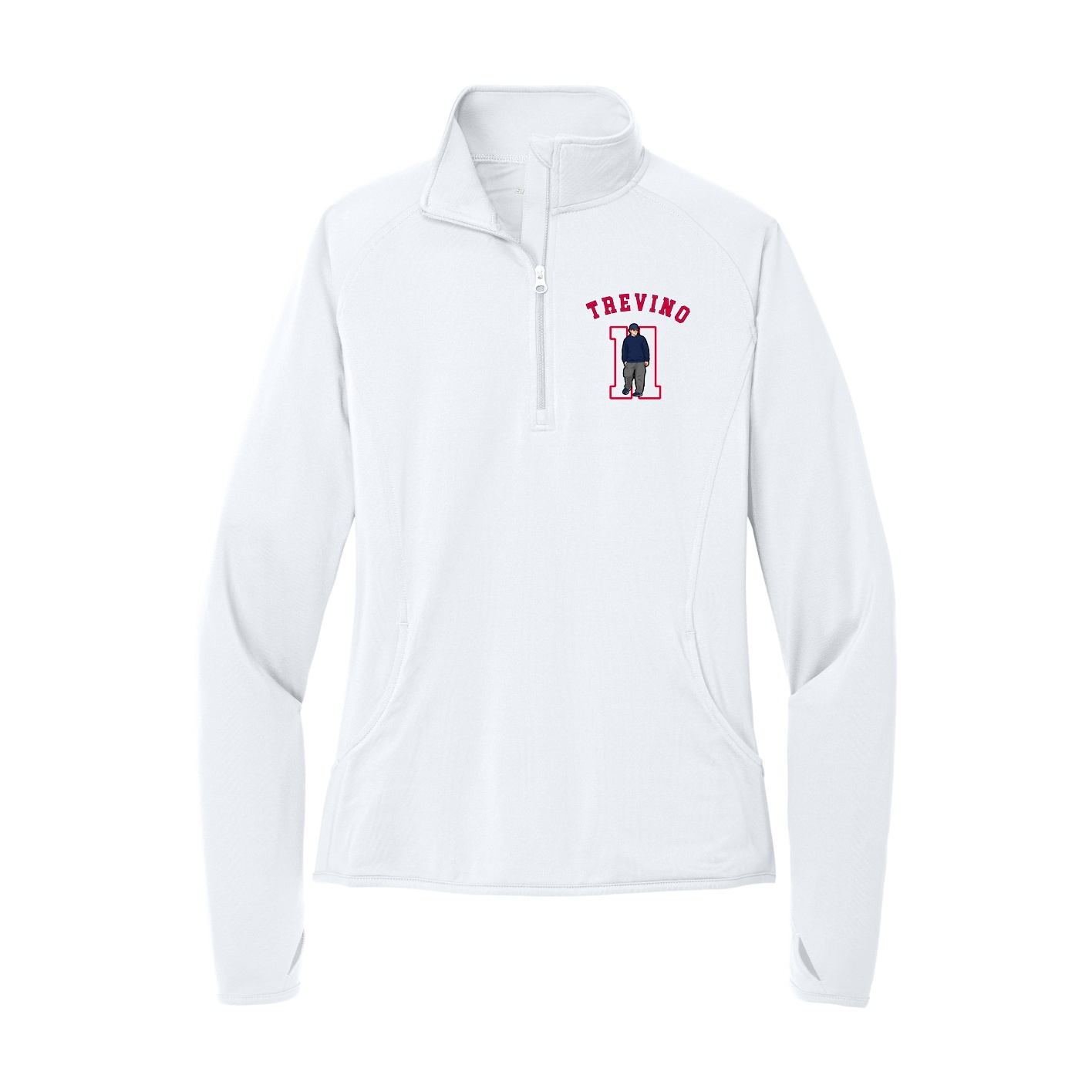 Women's Q-Zip Pullover — Shirsey Arch in White