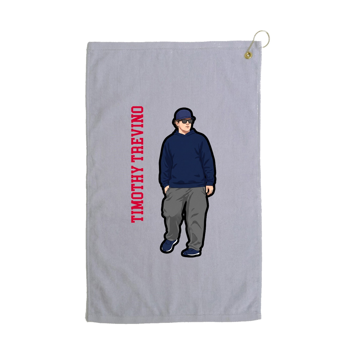 Golf Towel — Name Vertical in Grey