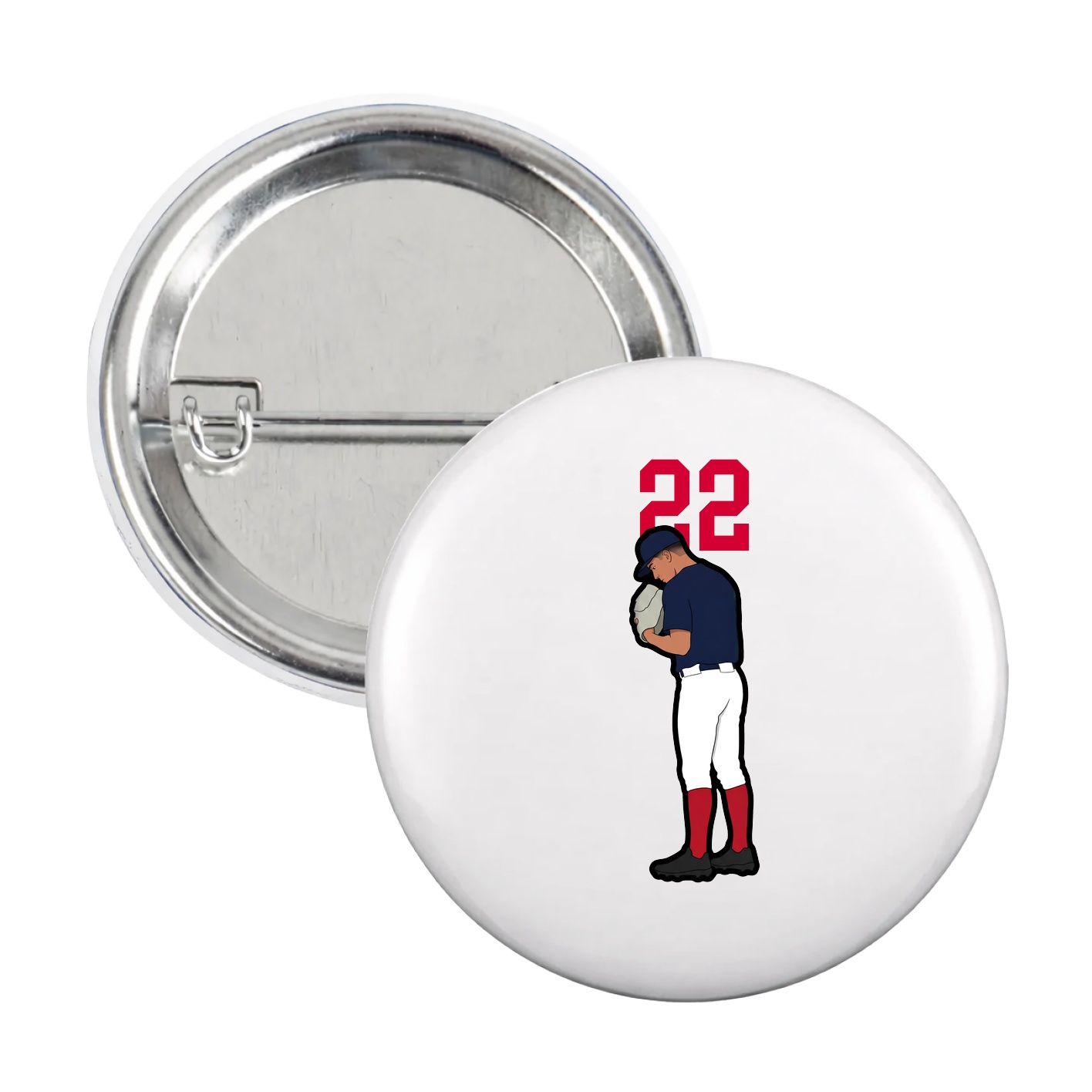 Game Day Button — Number Top in White