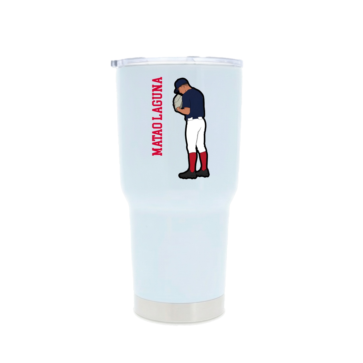 30oz Stainless Steel Tumbler — Name Vertical in White