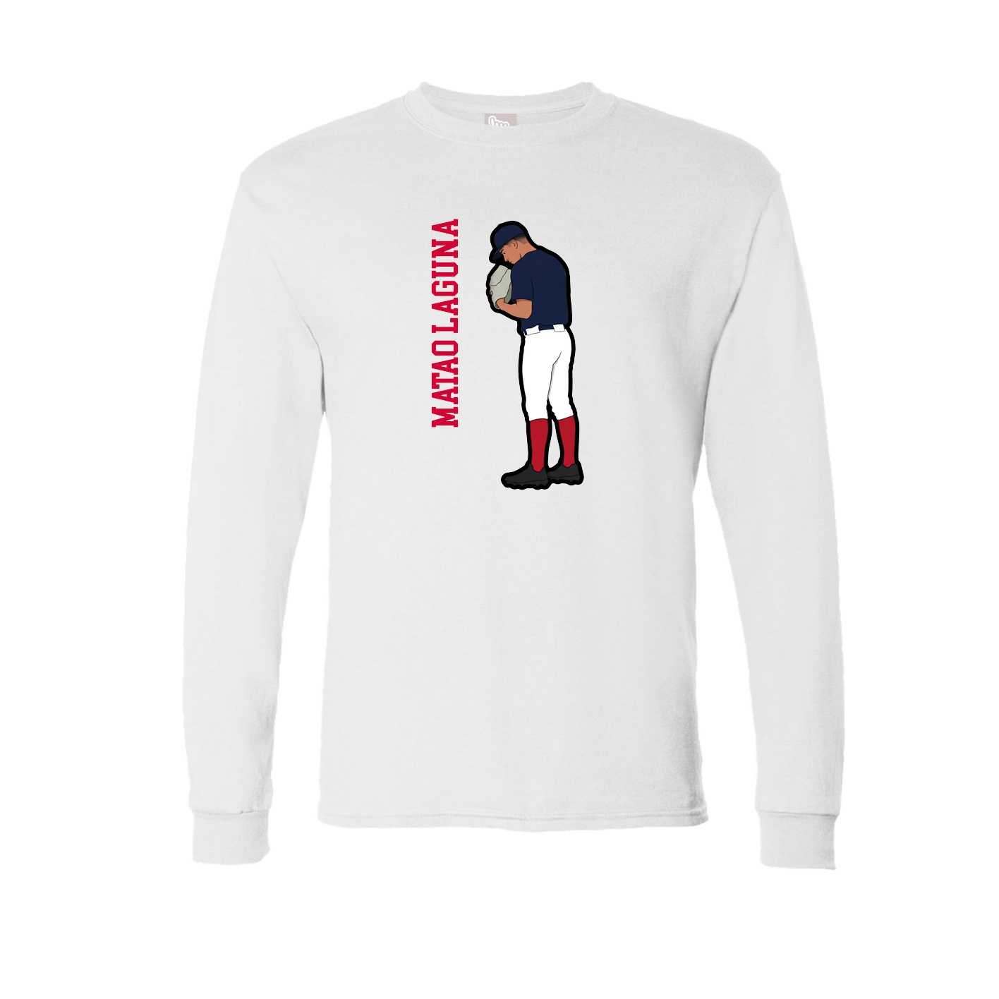 Long Sleeve Tee — Name Vertical in White