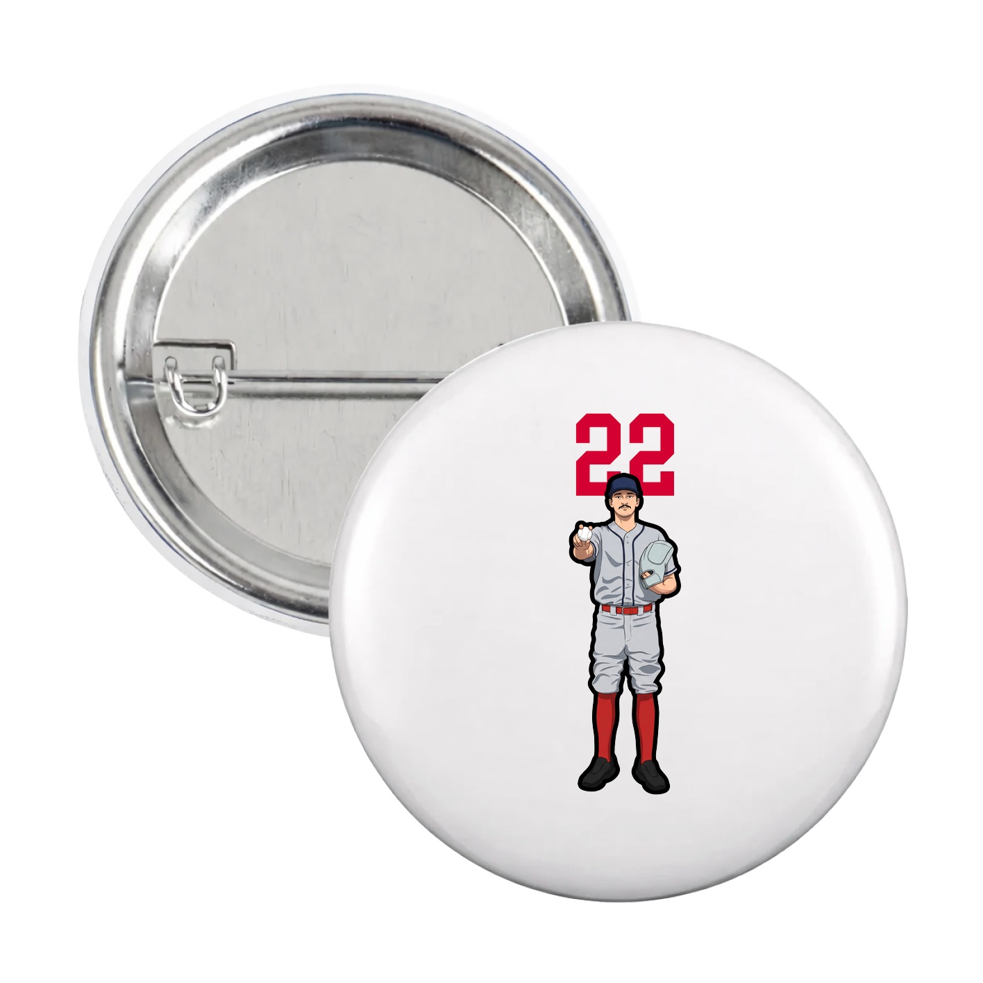 Game Day Button — Number Top in White