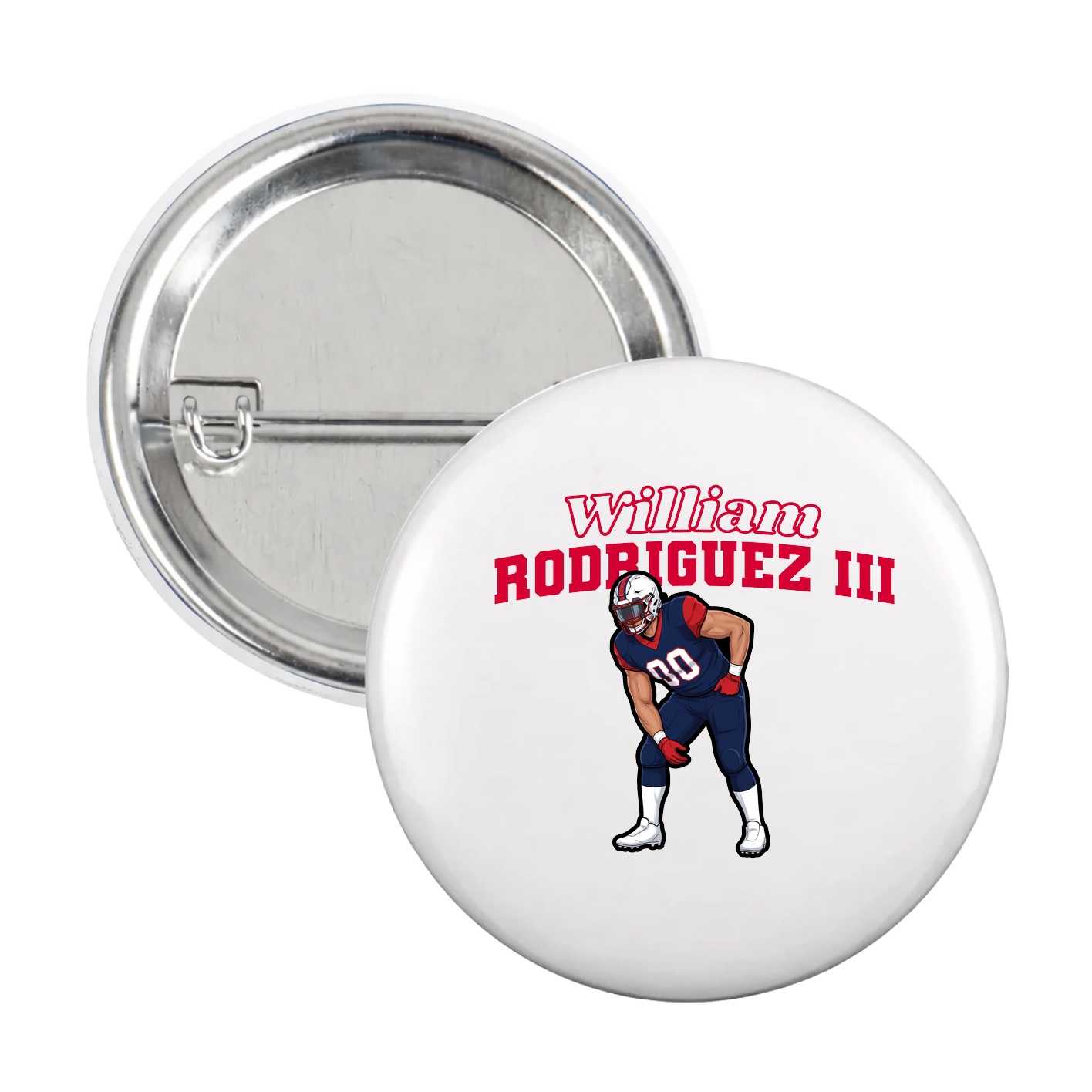 Game Day Button — Name Arch in White