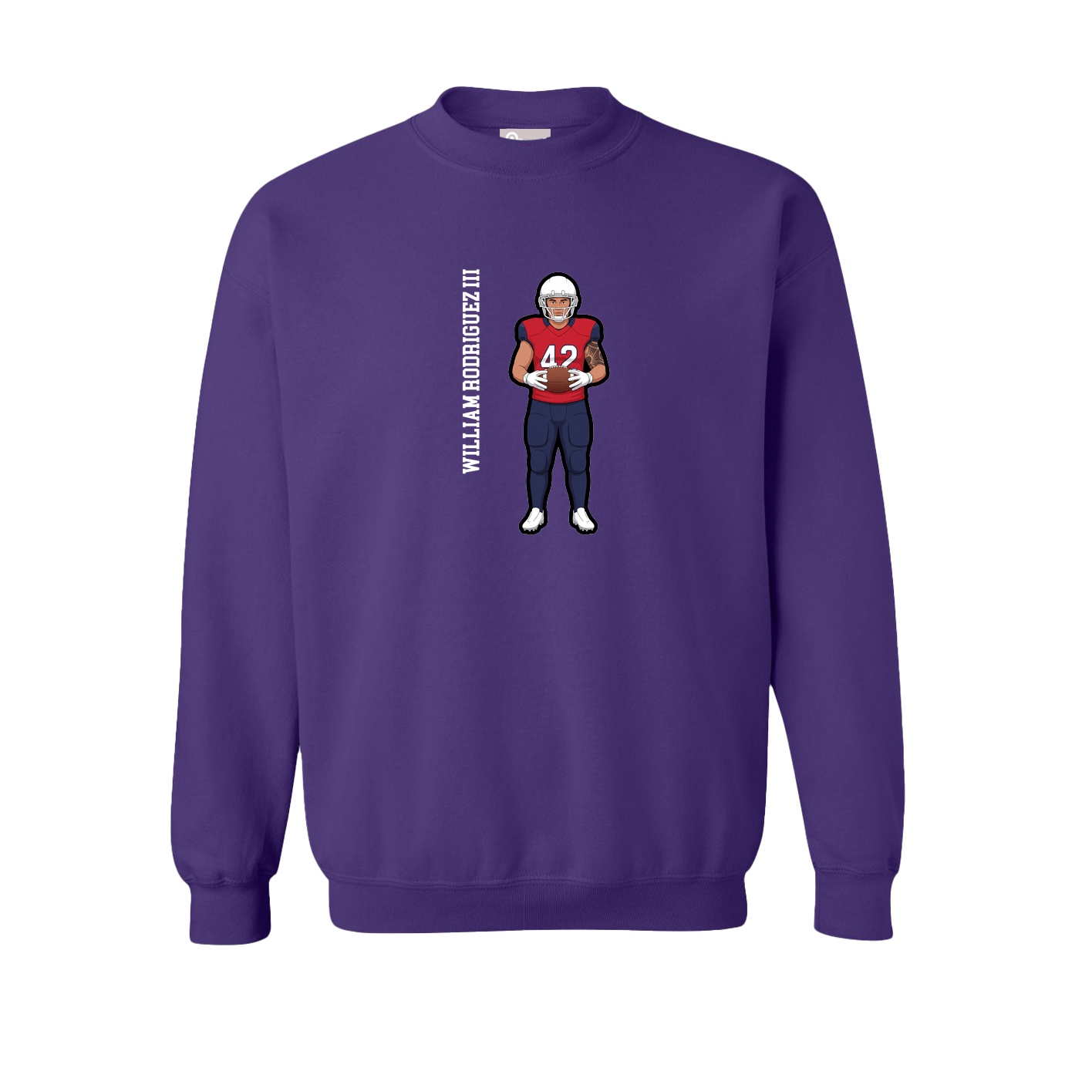 Fleece Crew — Name Vertical in Purple