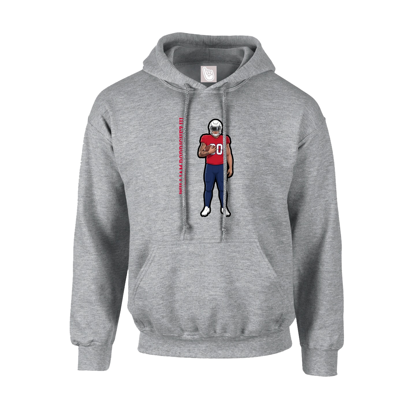 Hoodie — Name Vertical in Grey