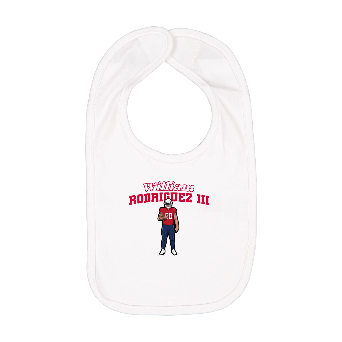 Infant Bib — Name Arch in White