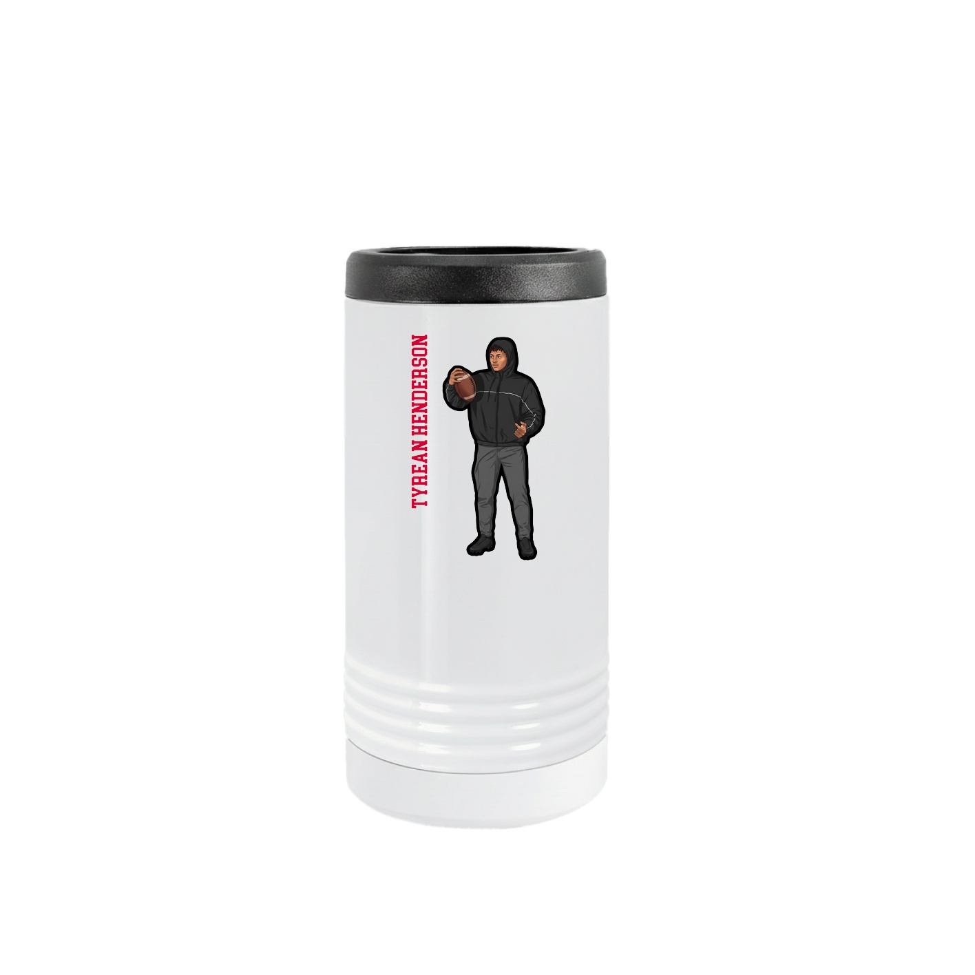 Slim Beverage Holder — Name Vertical in White