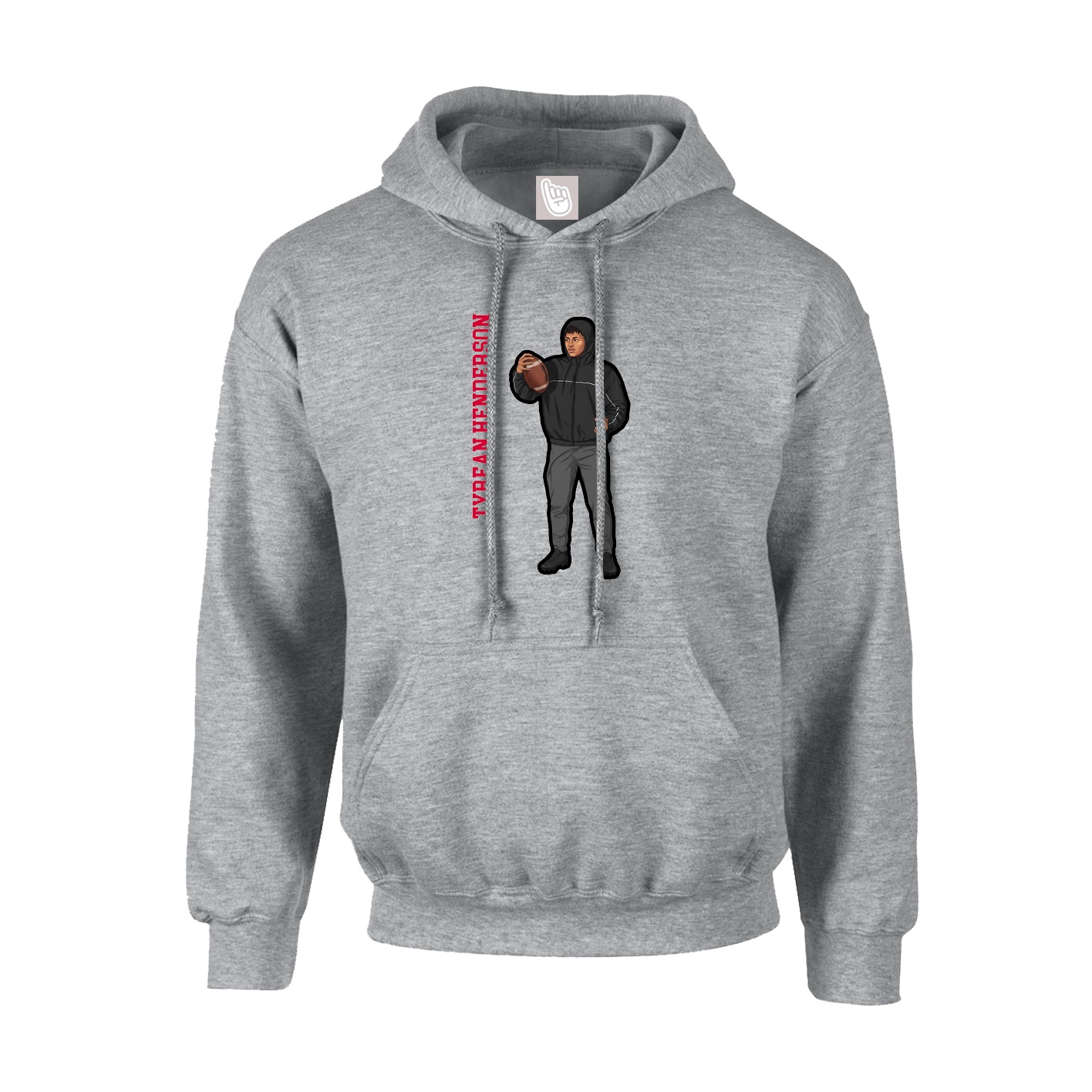 Hoodie — Name Vertical in Grey