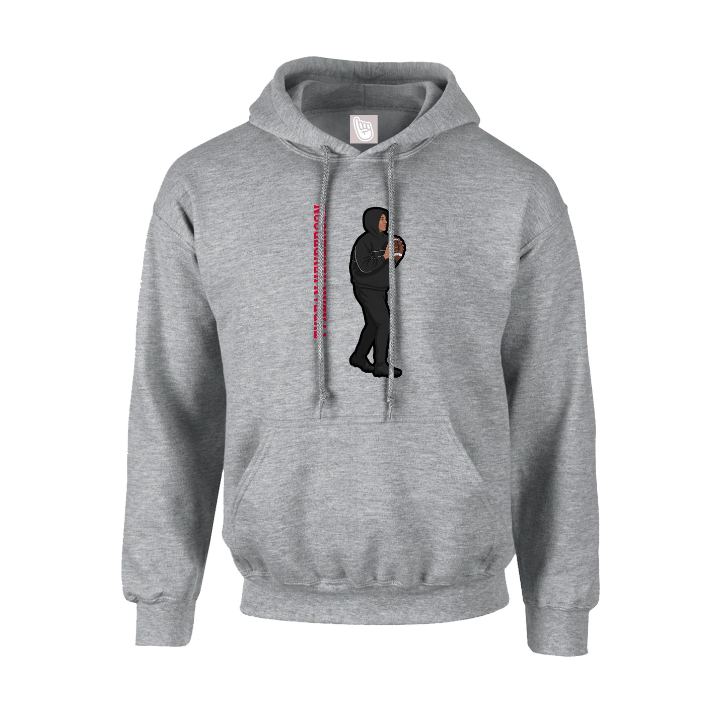 Youth Hoodie — Name Vertical in Grey