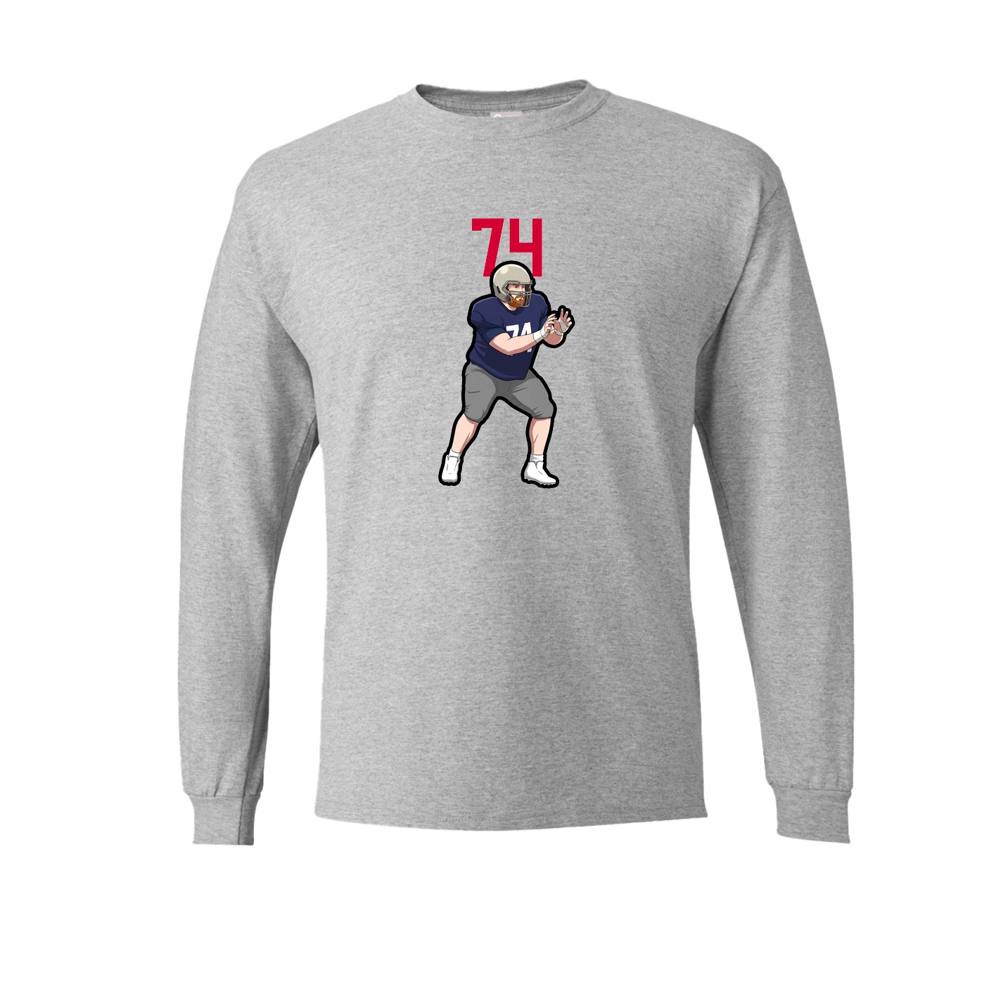 Long Sleeve Tee — Number Top in Grey