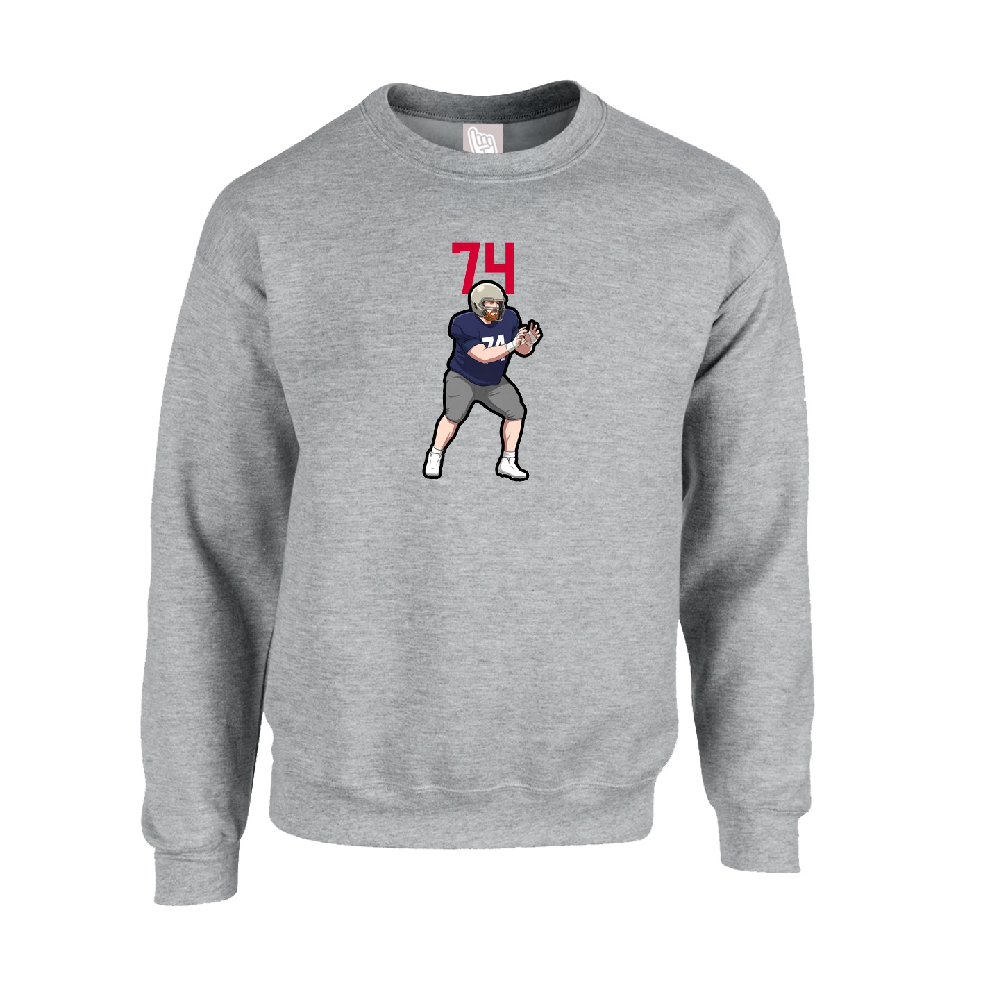 Fleece Crew — Number Top in Grey