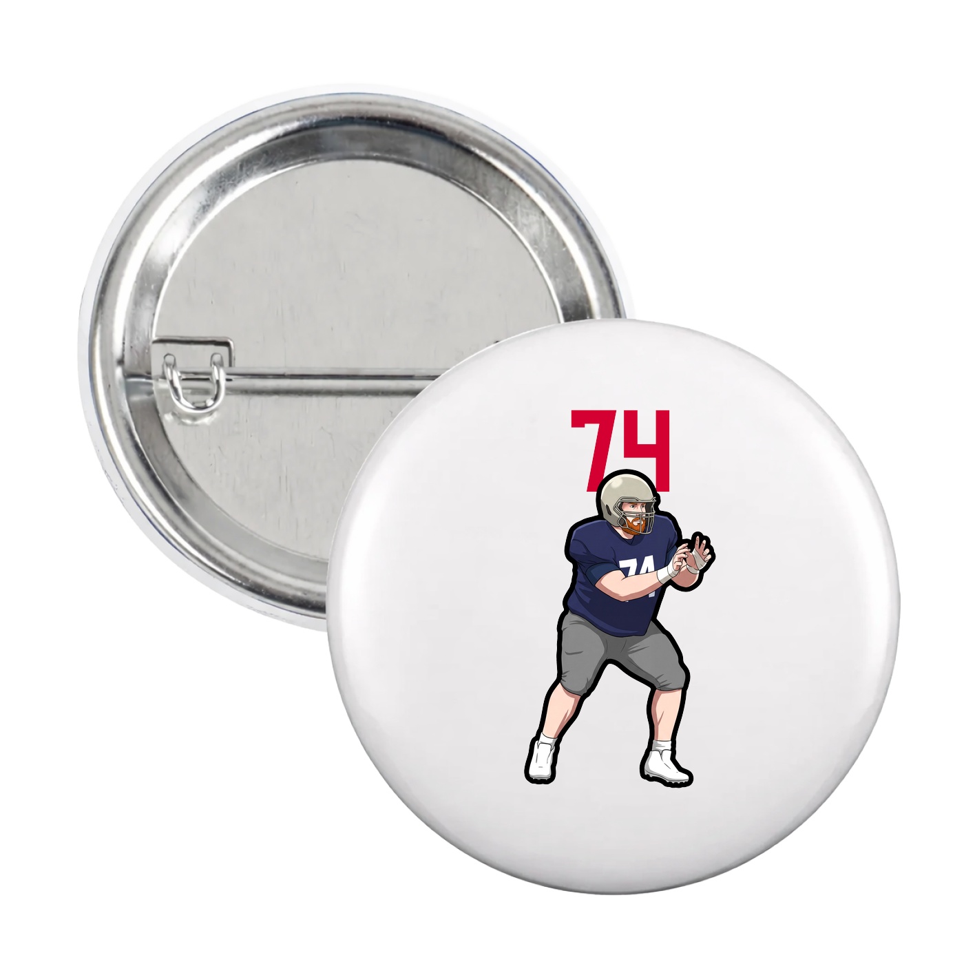 Game Day Button — Number Top in White