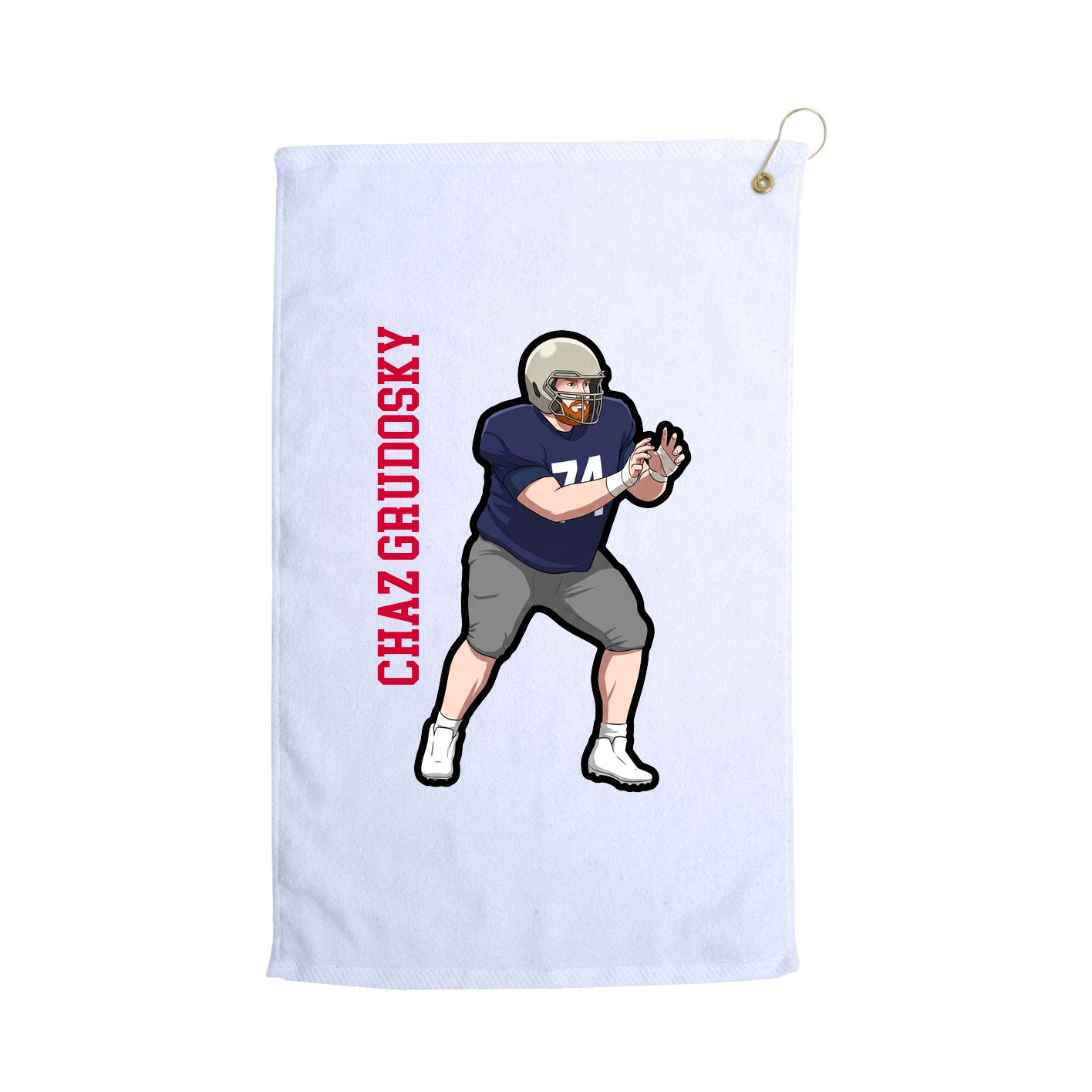 Golf Towel — Name Vertical in White