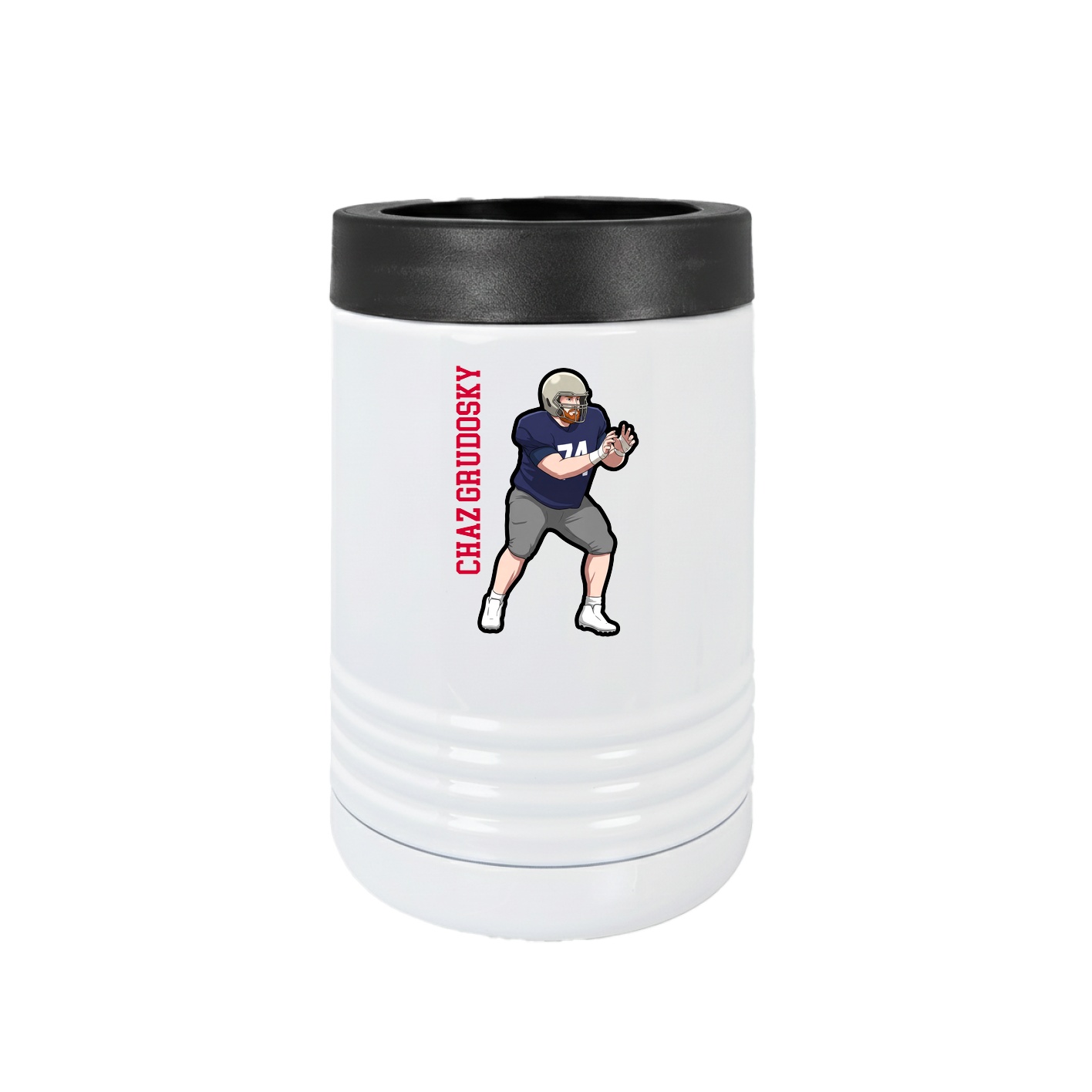 Beverage Holder — Name Vertical in White