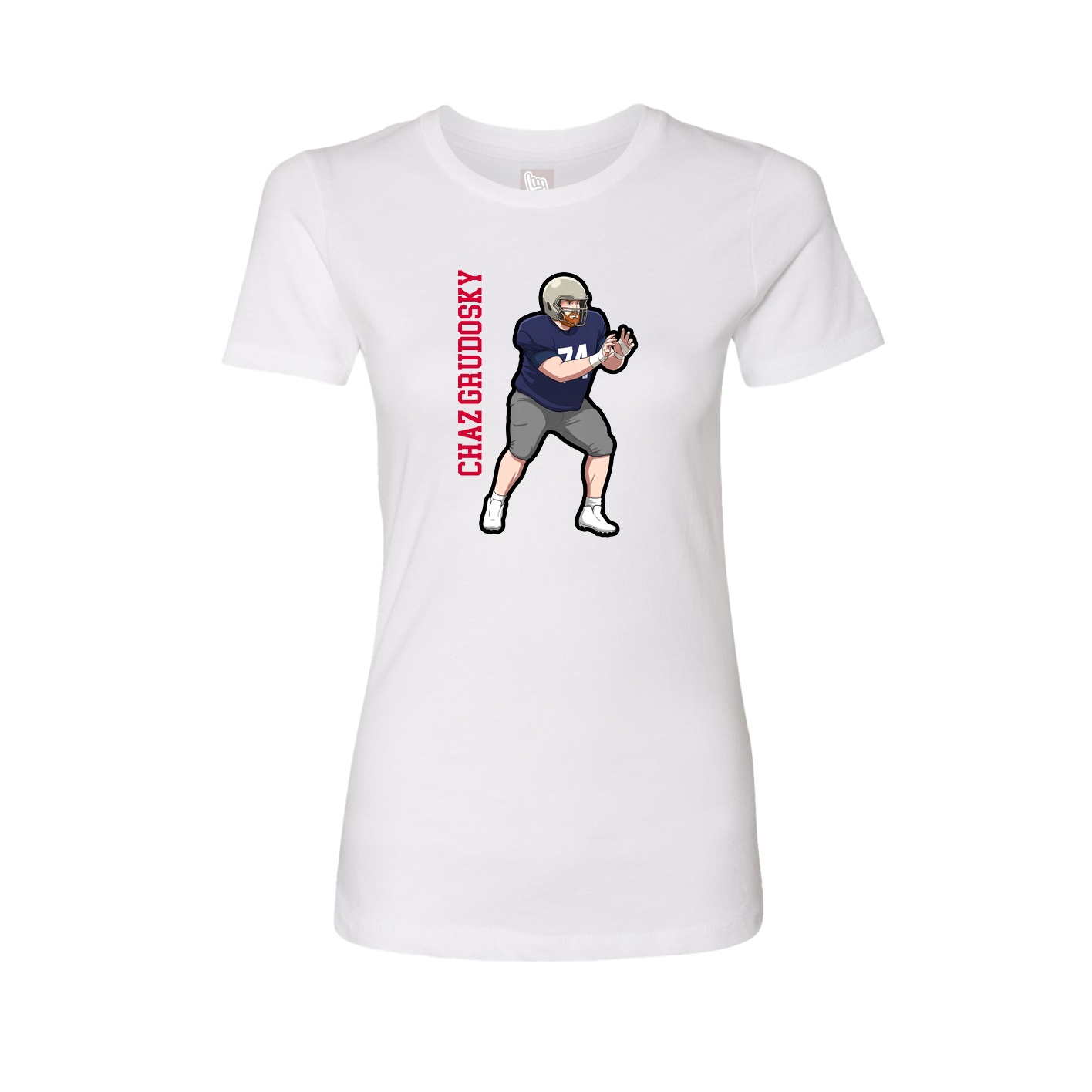 Fitted Women's Tee — Name Vertical in White