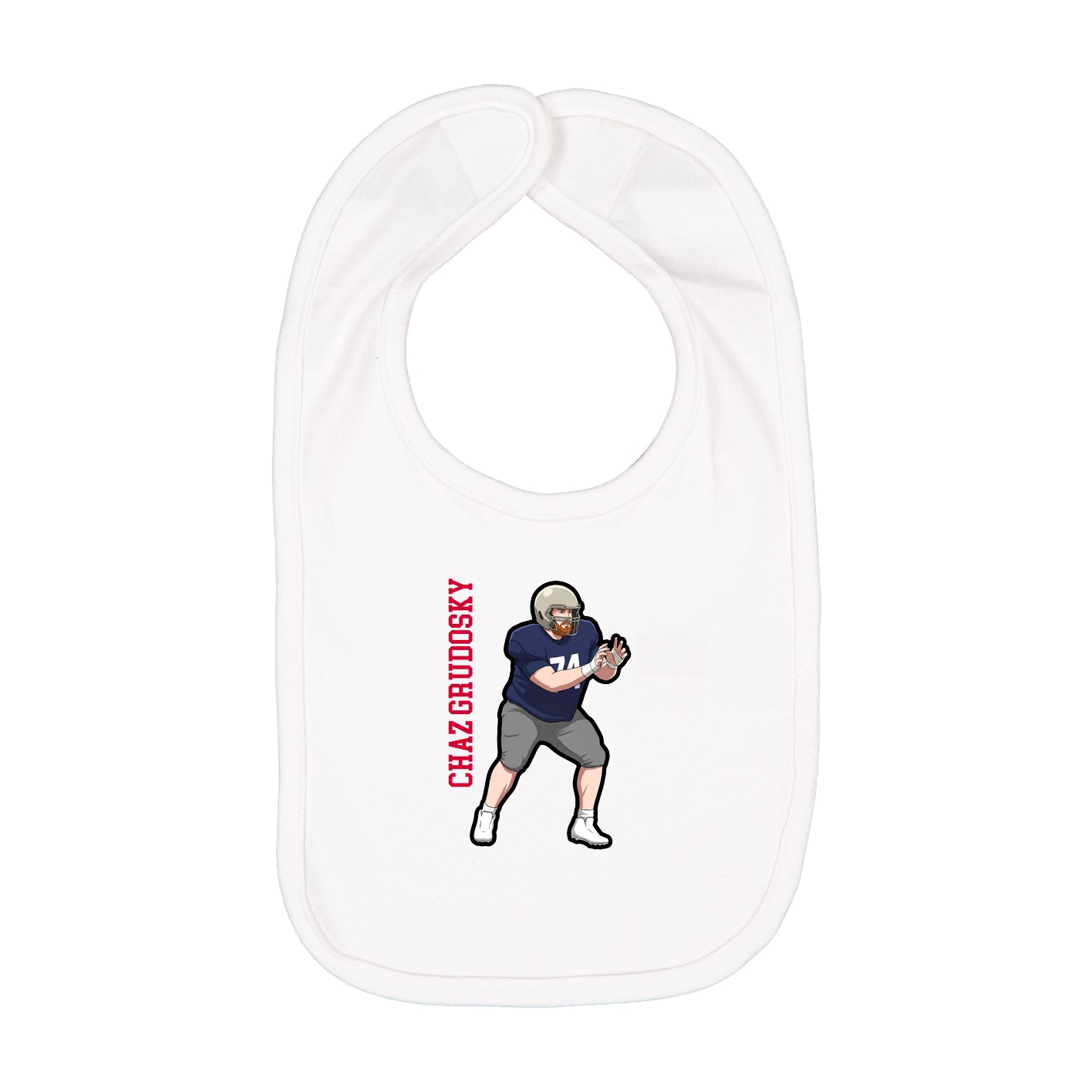 Infant Bib — Name Vertical in White