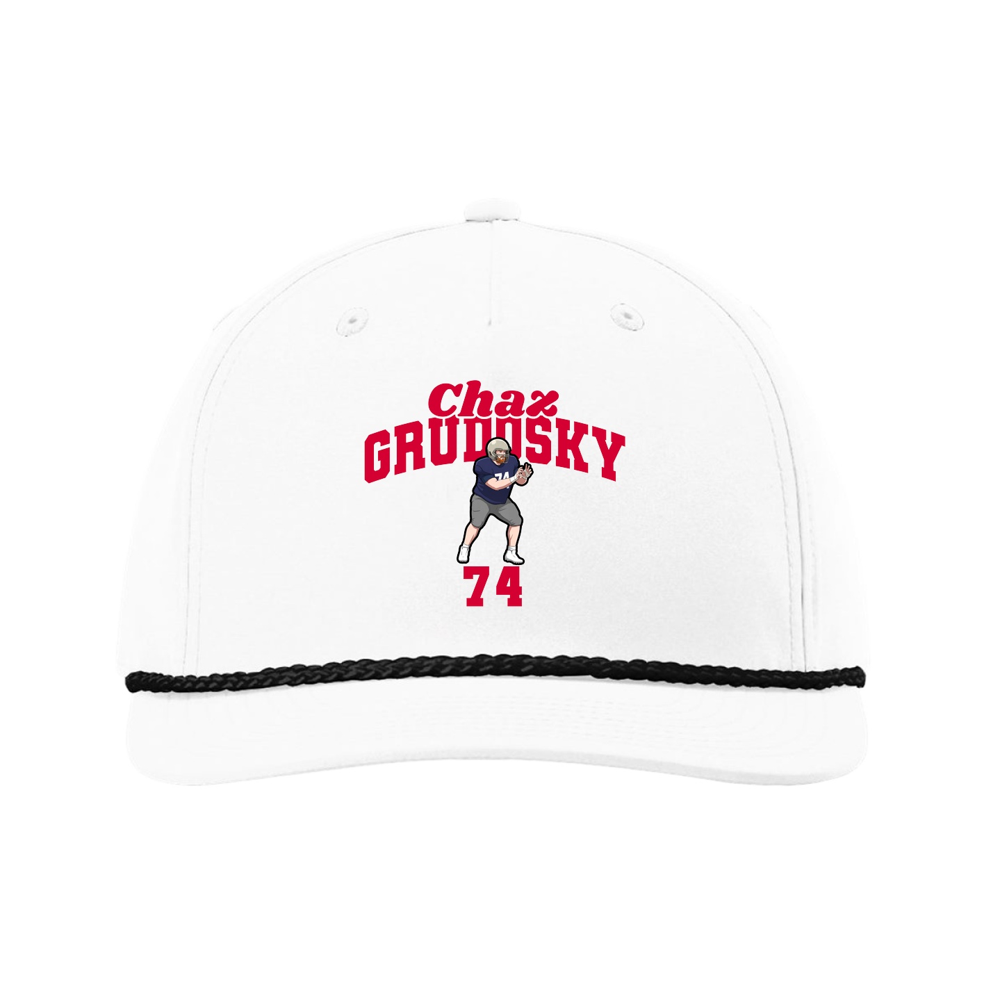 Five-Panel Classic Rope Cap — Signature Arch in White