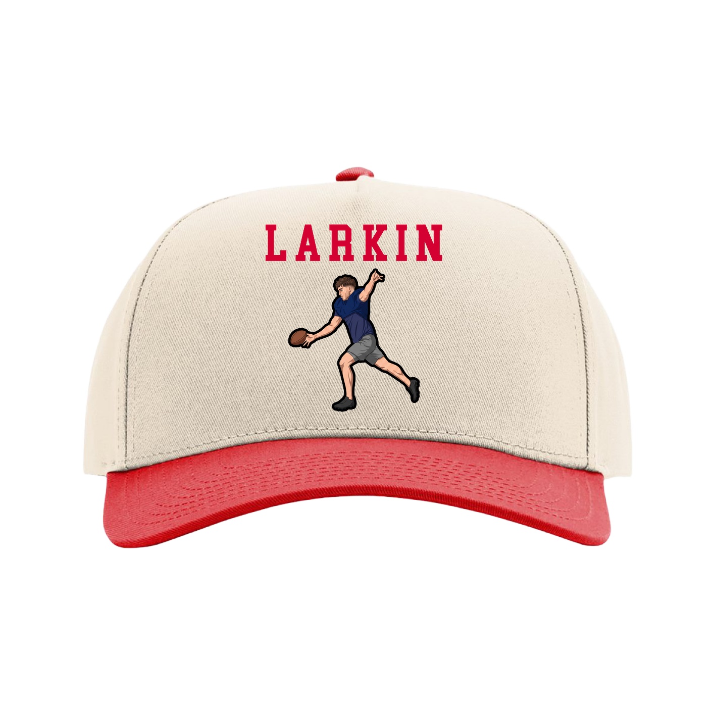 Full Fabric Five-Panel Champ Cap — Shirsey in Cream/Red