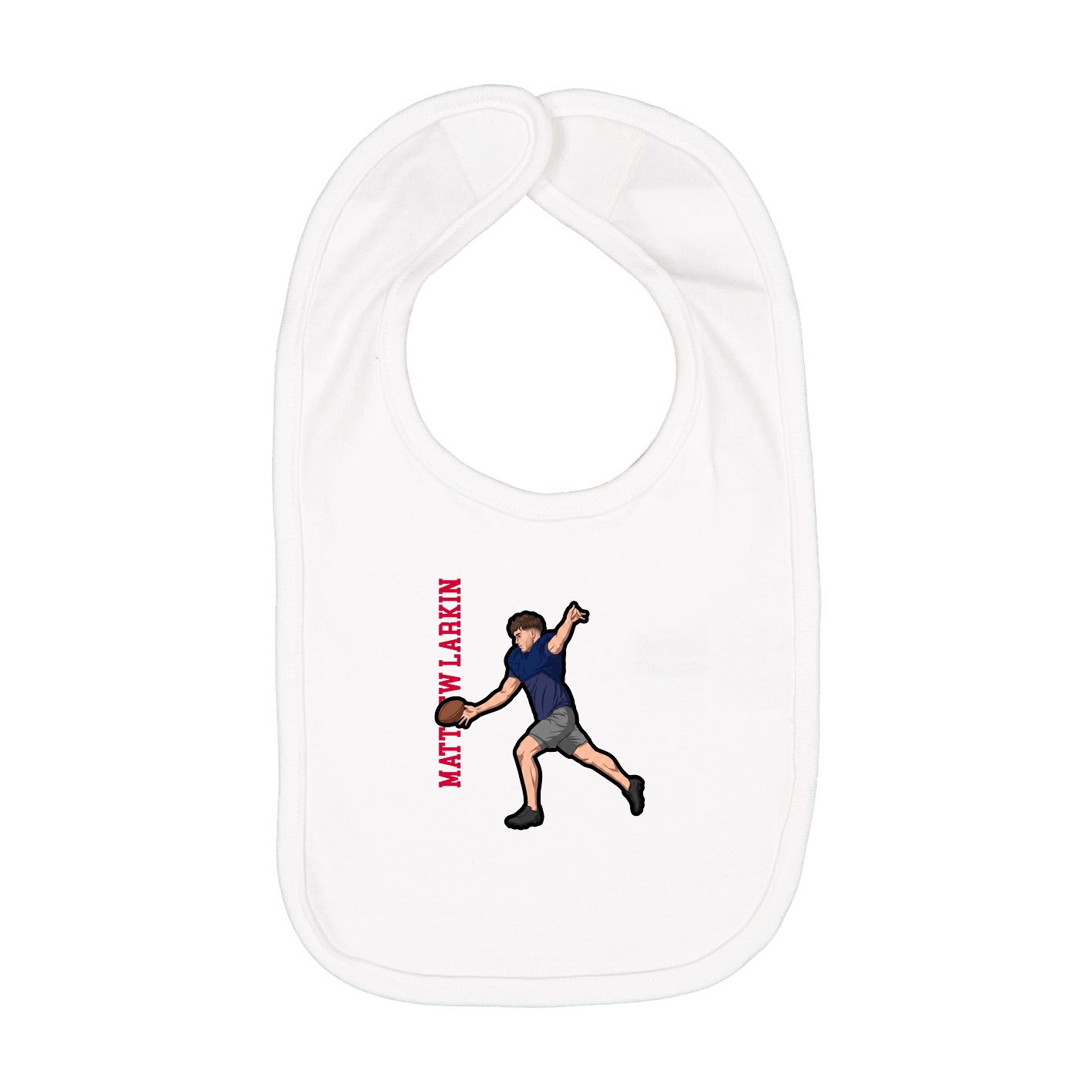 Infant Bib — Name Vertical in White