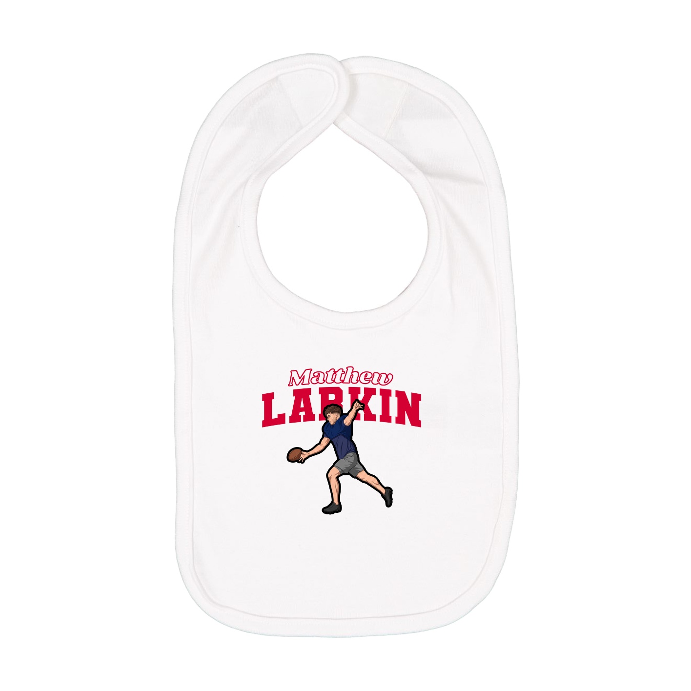 Infant Bib — Name Arch in White
