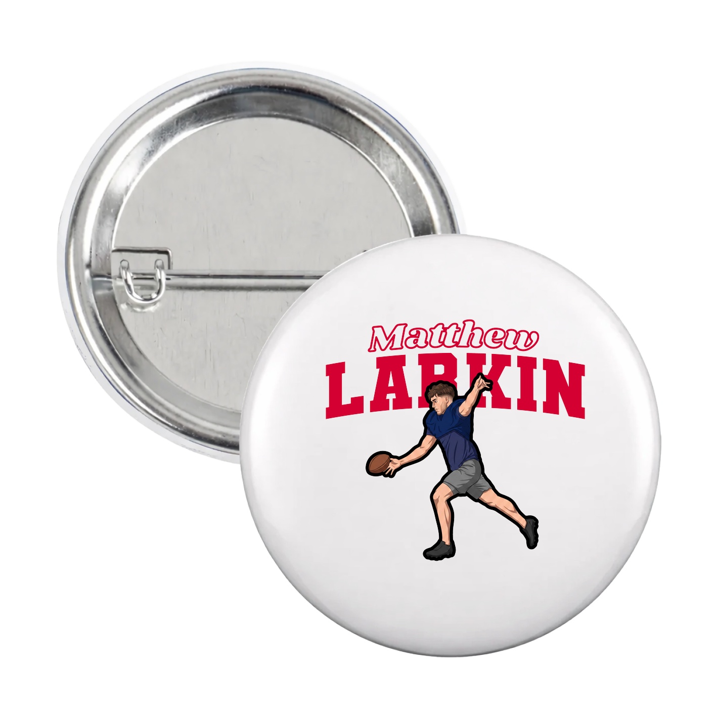 Game Day Button — Name Arch in White
