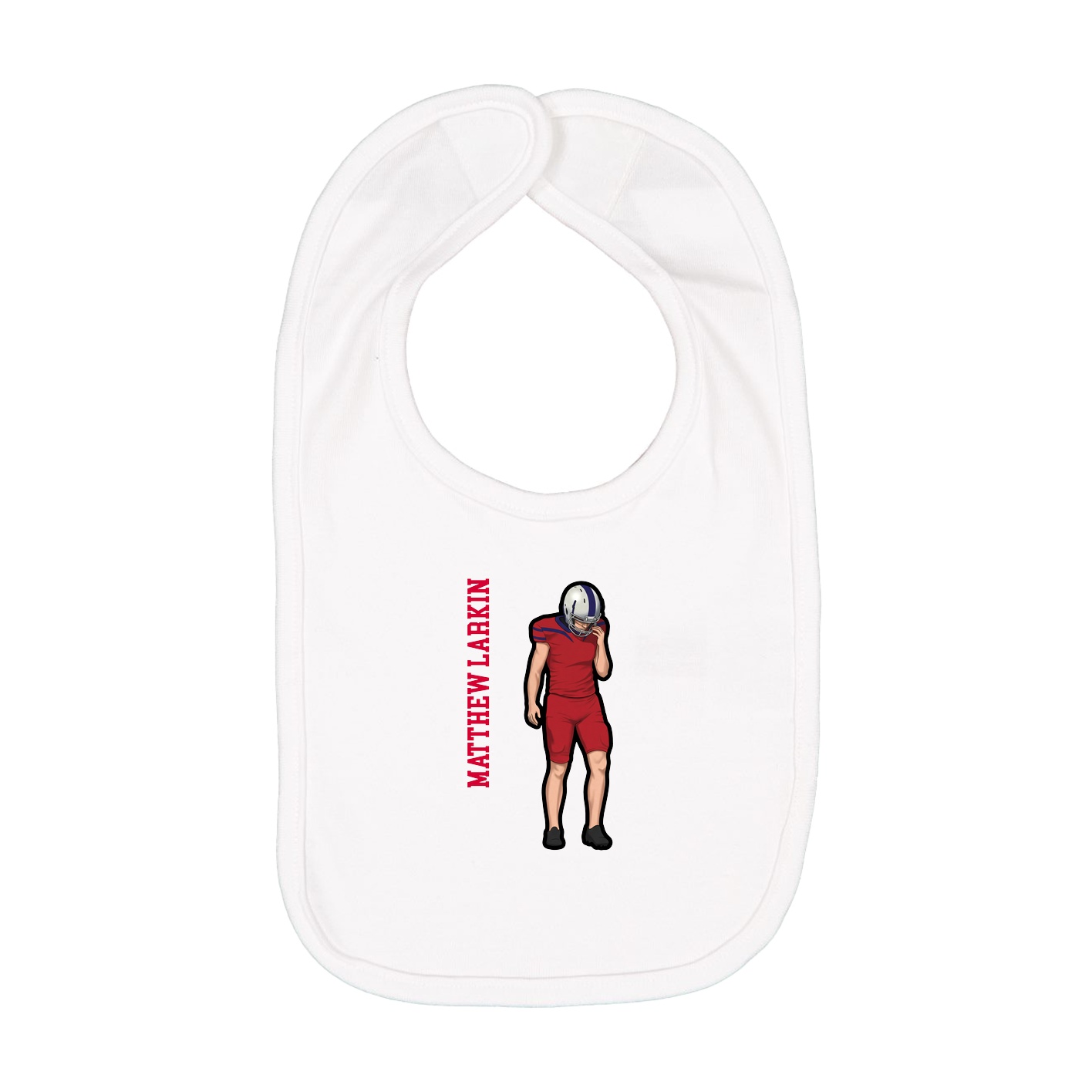 Infant Bib — Name Vertical in White