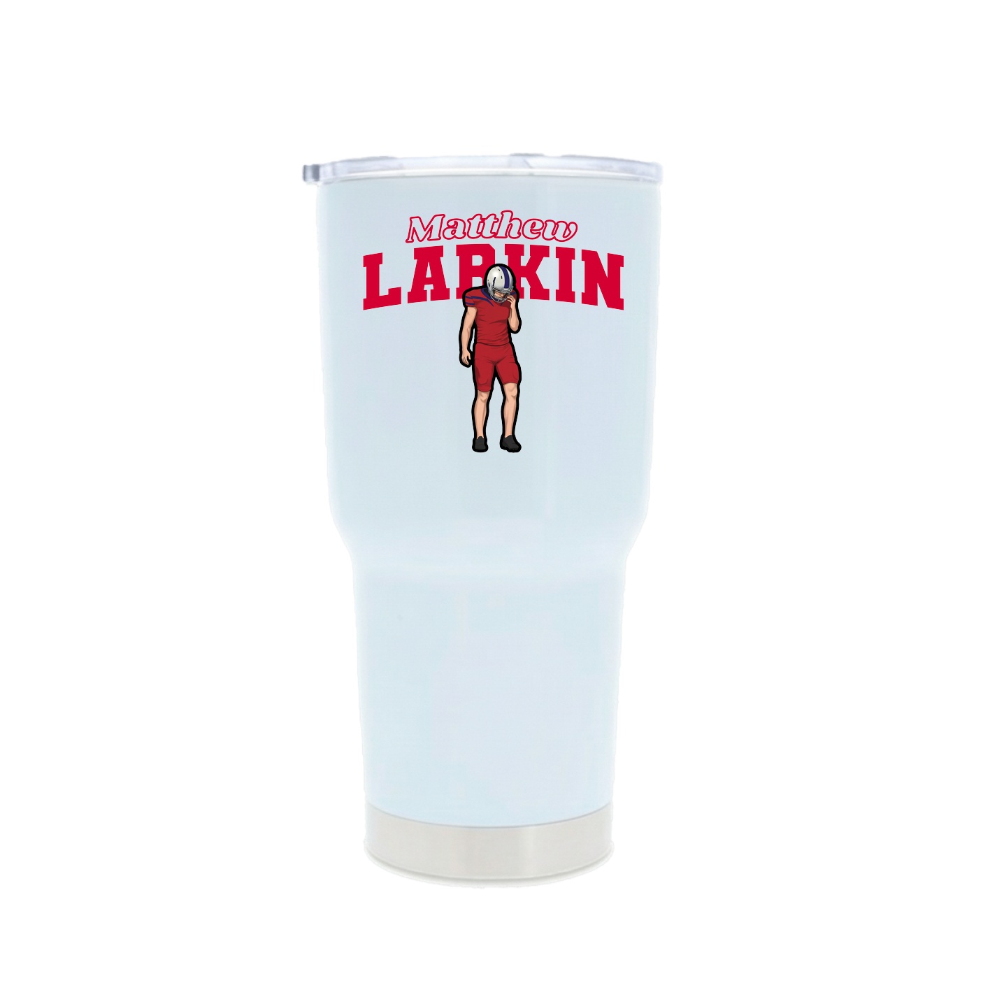30oz Stainless Steel Tumbler — Name Arch in White