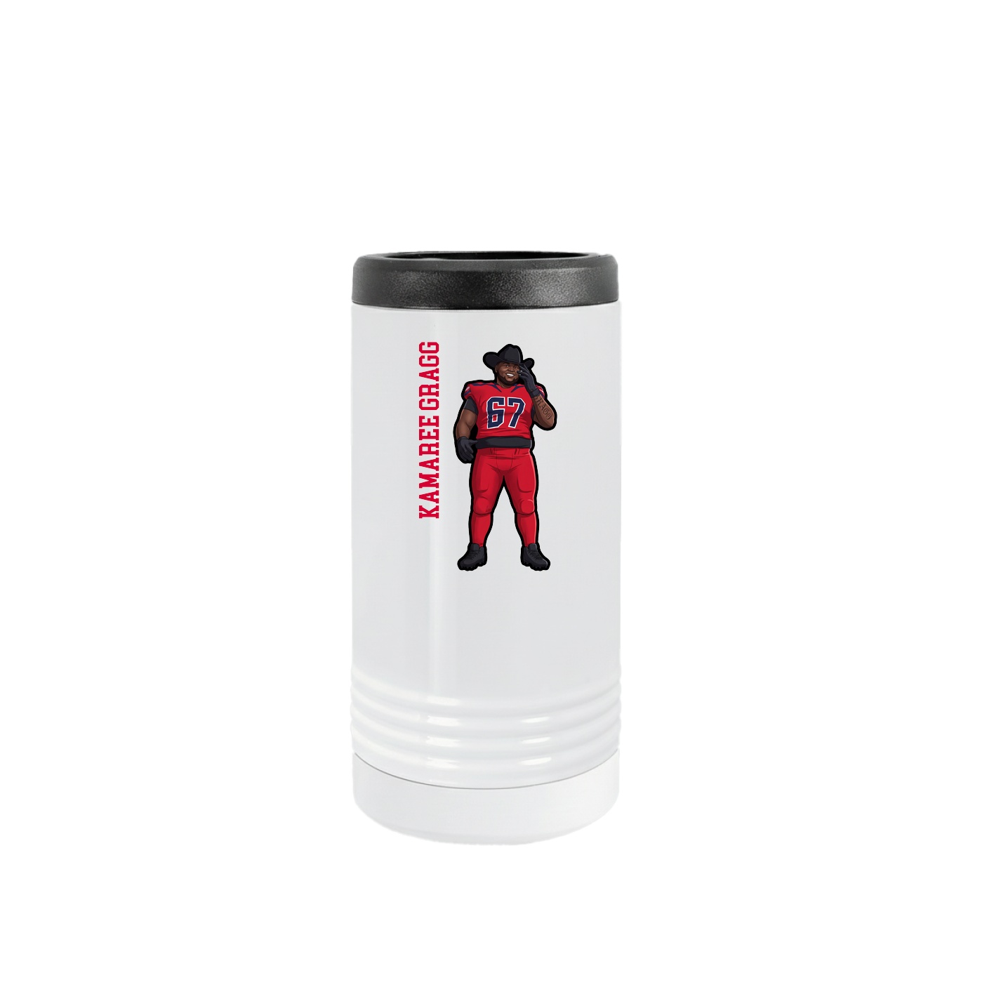 Slim Beverage Holder — Name Vertical in White
