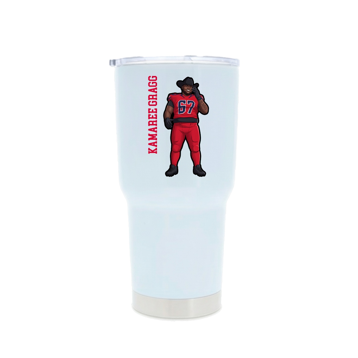 30oz Stainless Steel Tumbler — Name Vertical in White