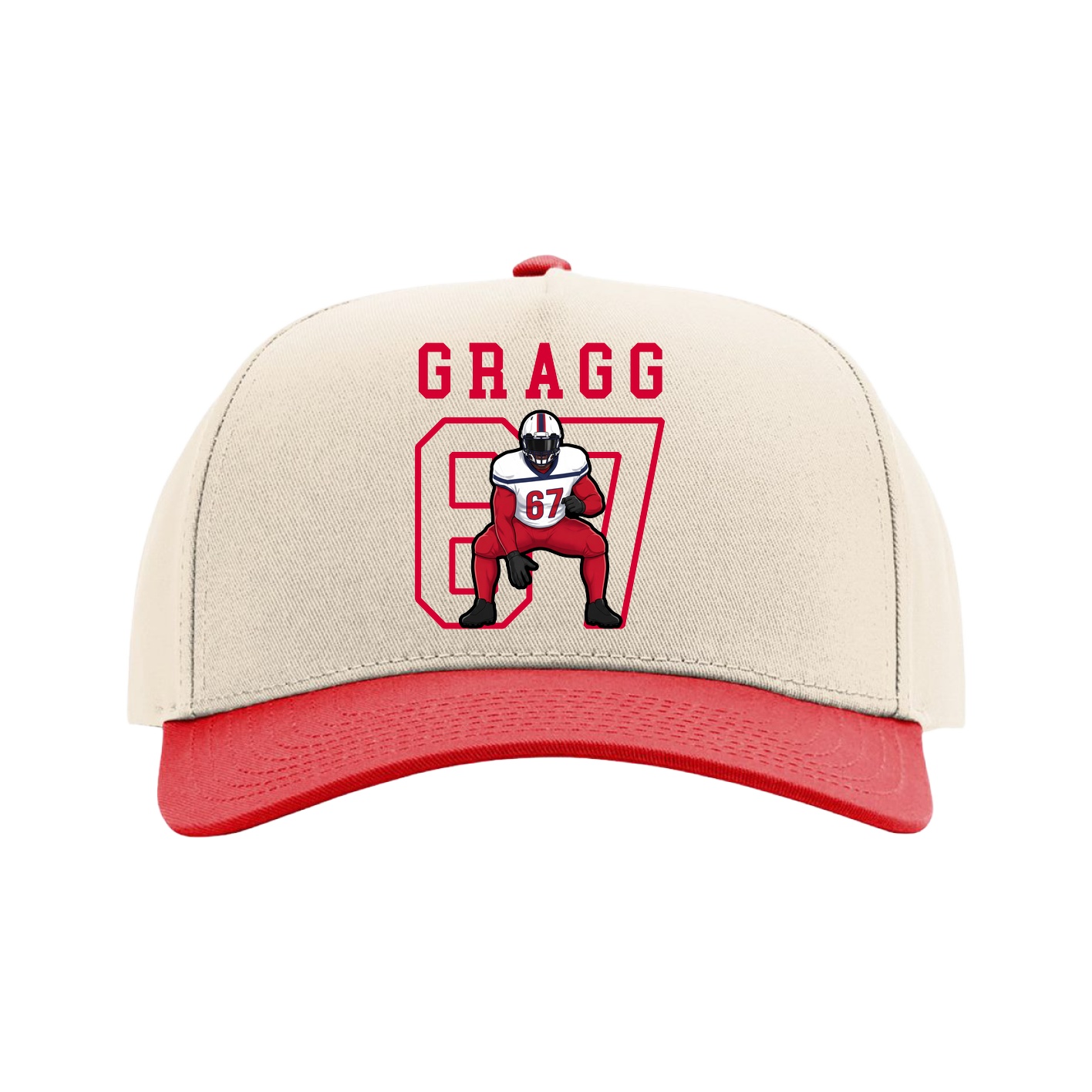 Full Fabric Five-Panel Champ Cap — Shirsey in Cream/Red