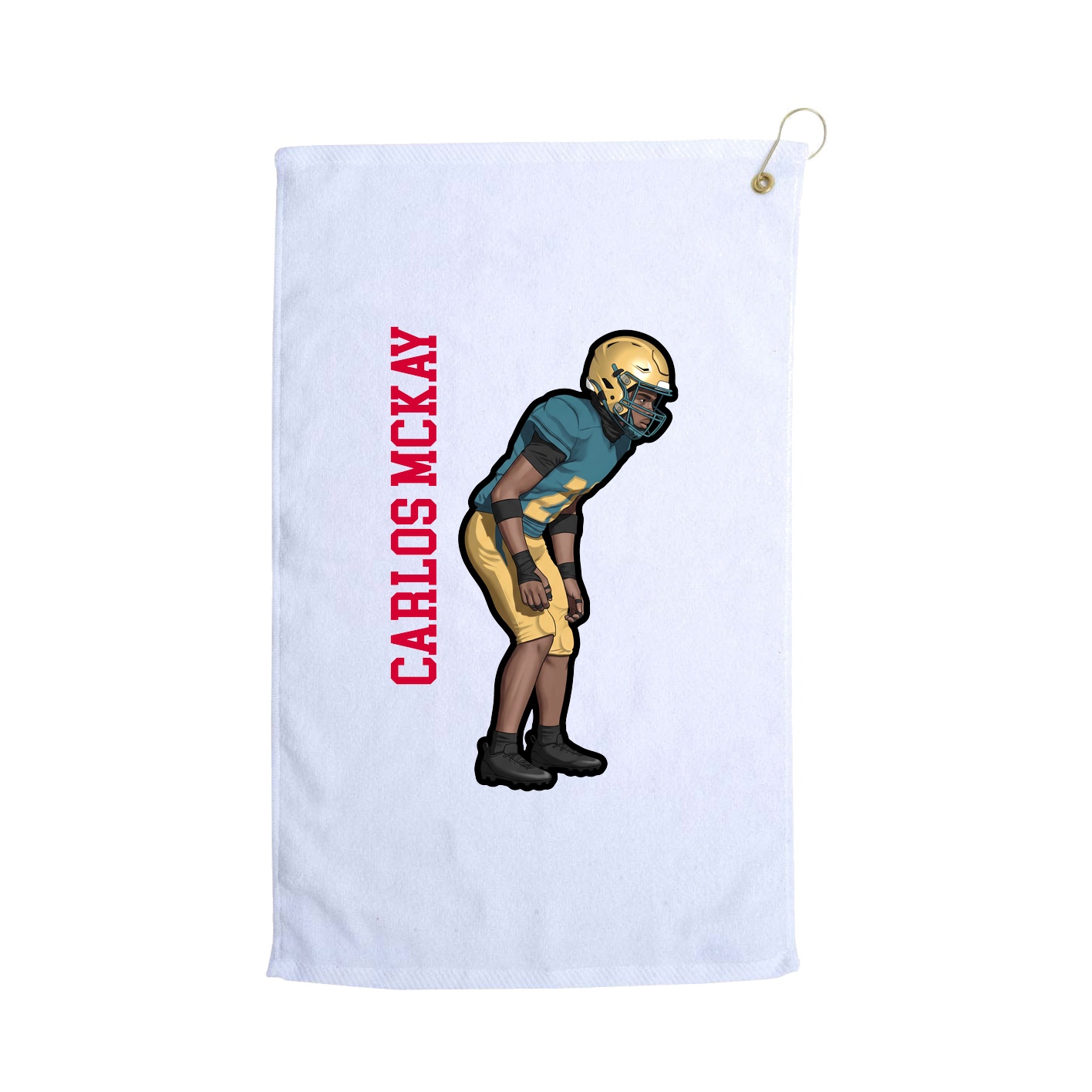 Golf Towel — Name Vertical in White
