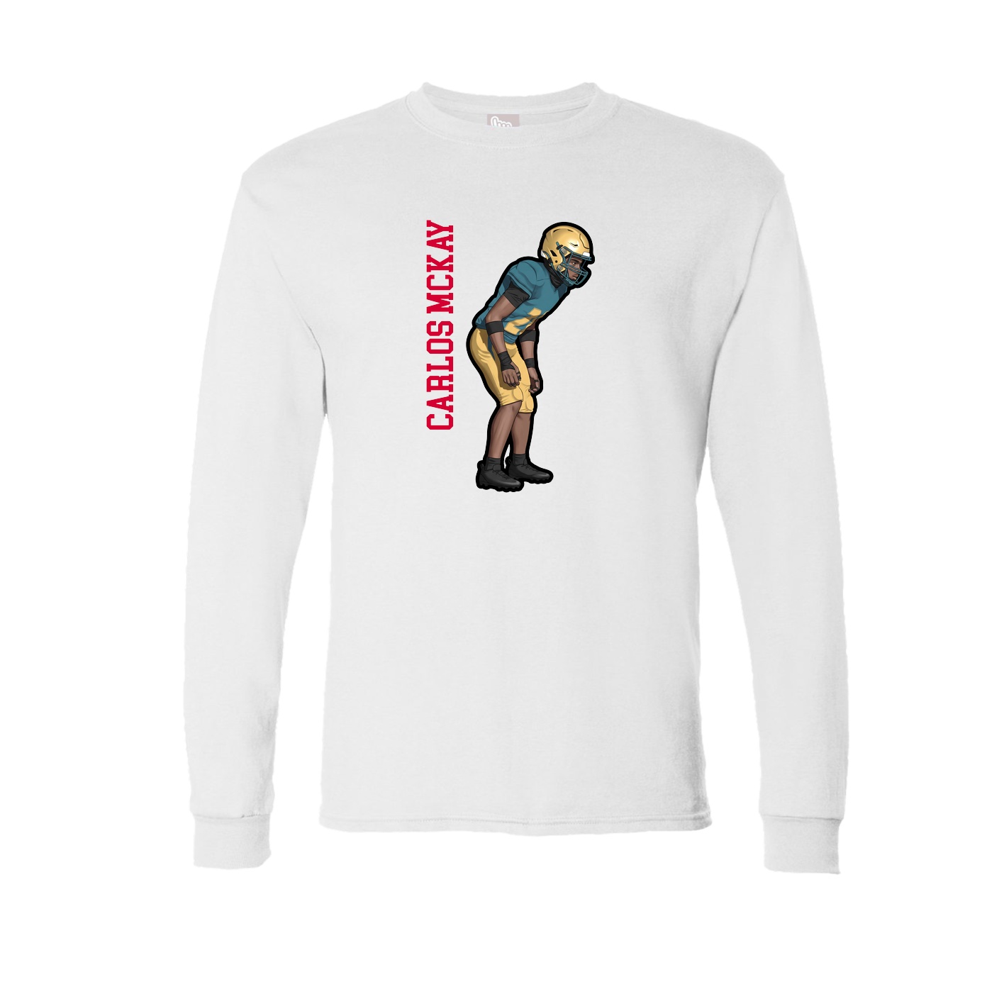 Long Sleeve Tee — Name Vertical in White