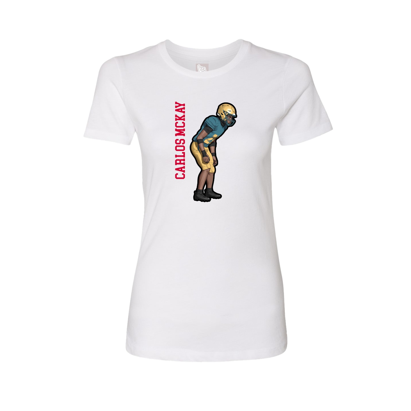Fitted Women's Tee — Name Vertical in White
