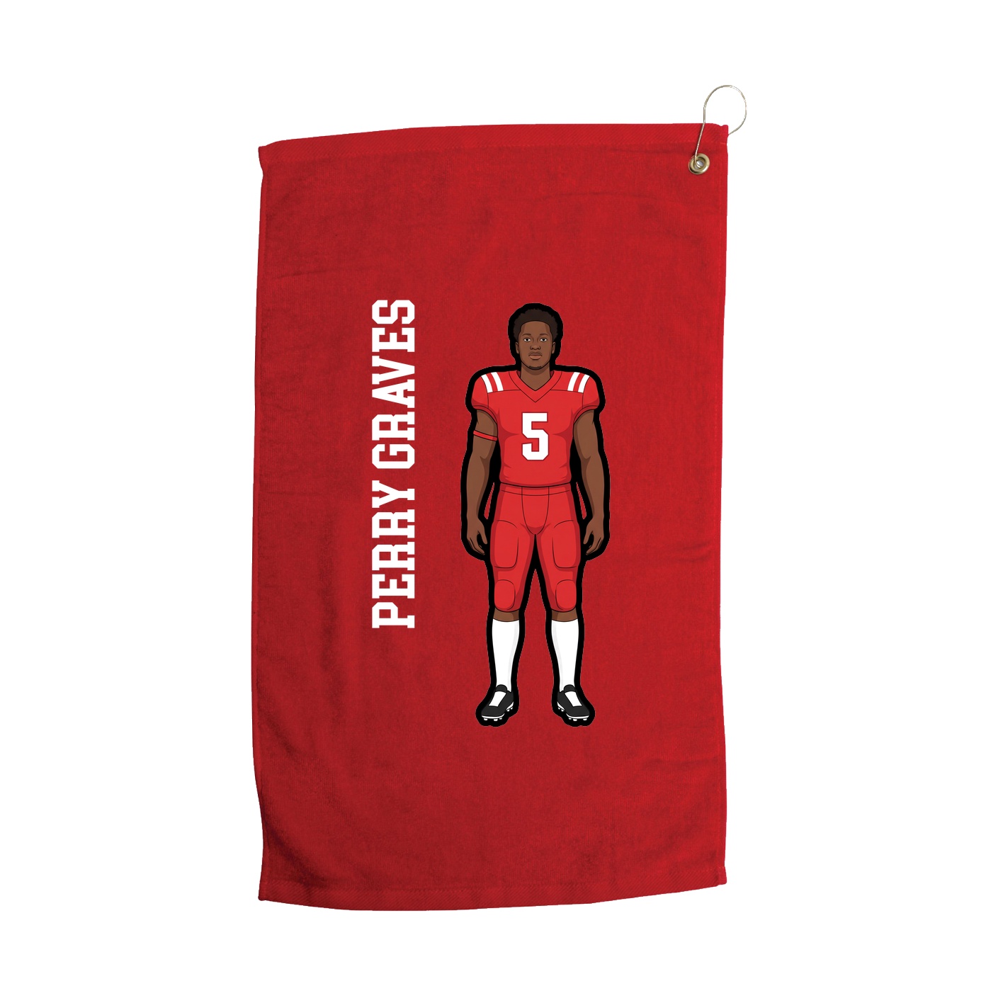 Golf Towel — Name Vertical in Red