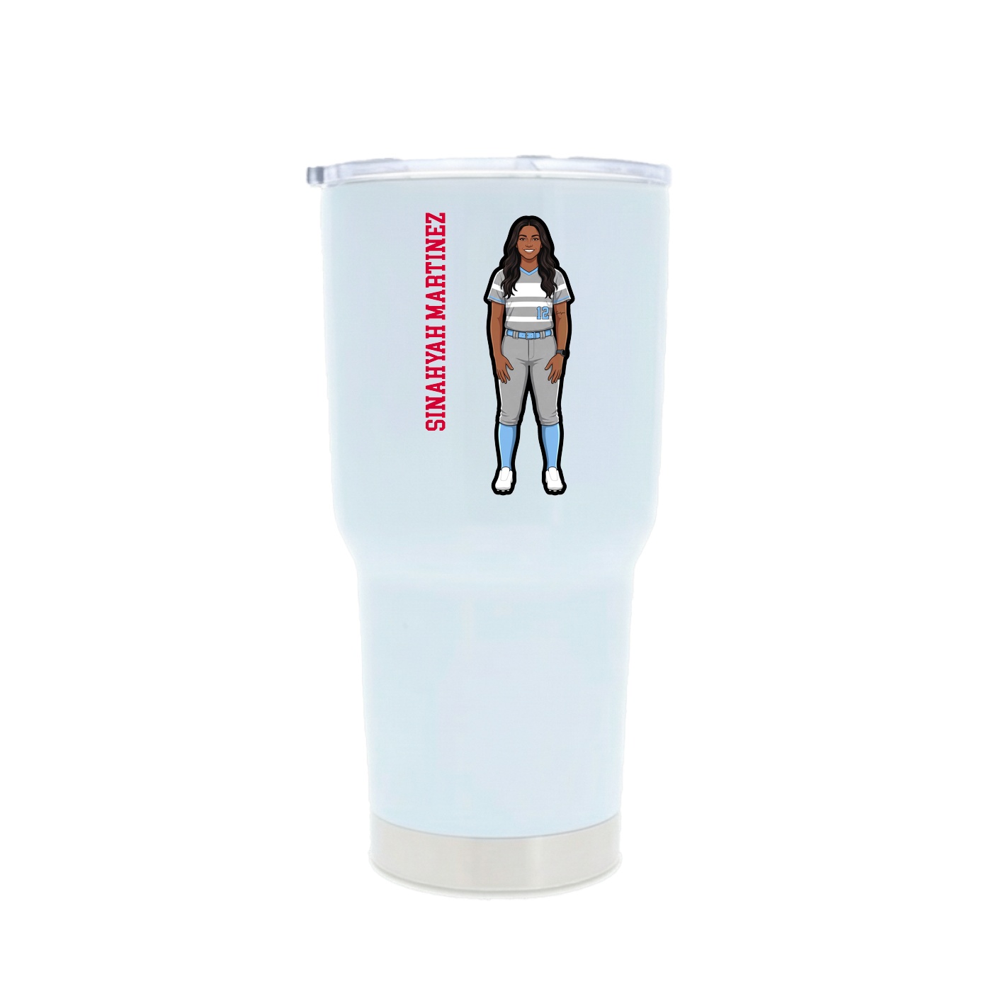 30oz Stainless Steel Tumbler — Name Vertical in White