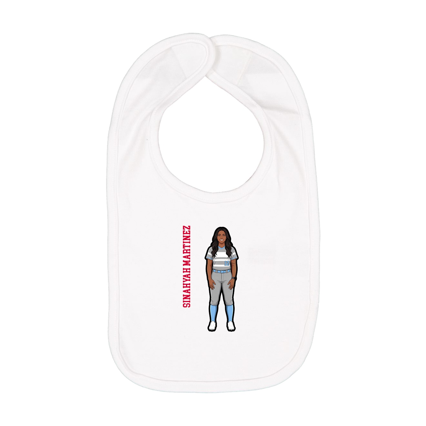 Infant Bib — Name Vertical in White