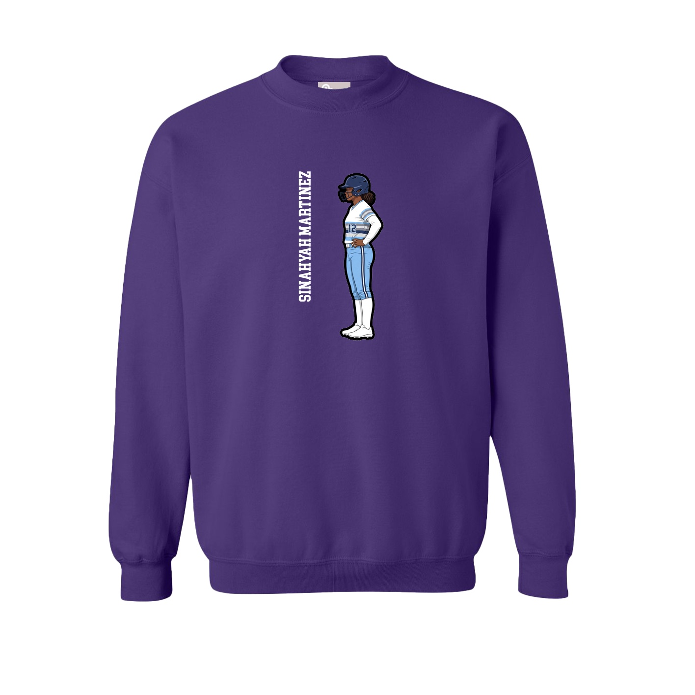 Fleece Crew — Name Vertical in Purple