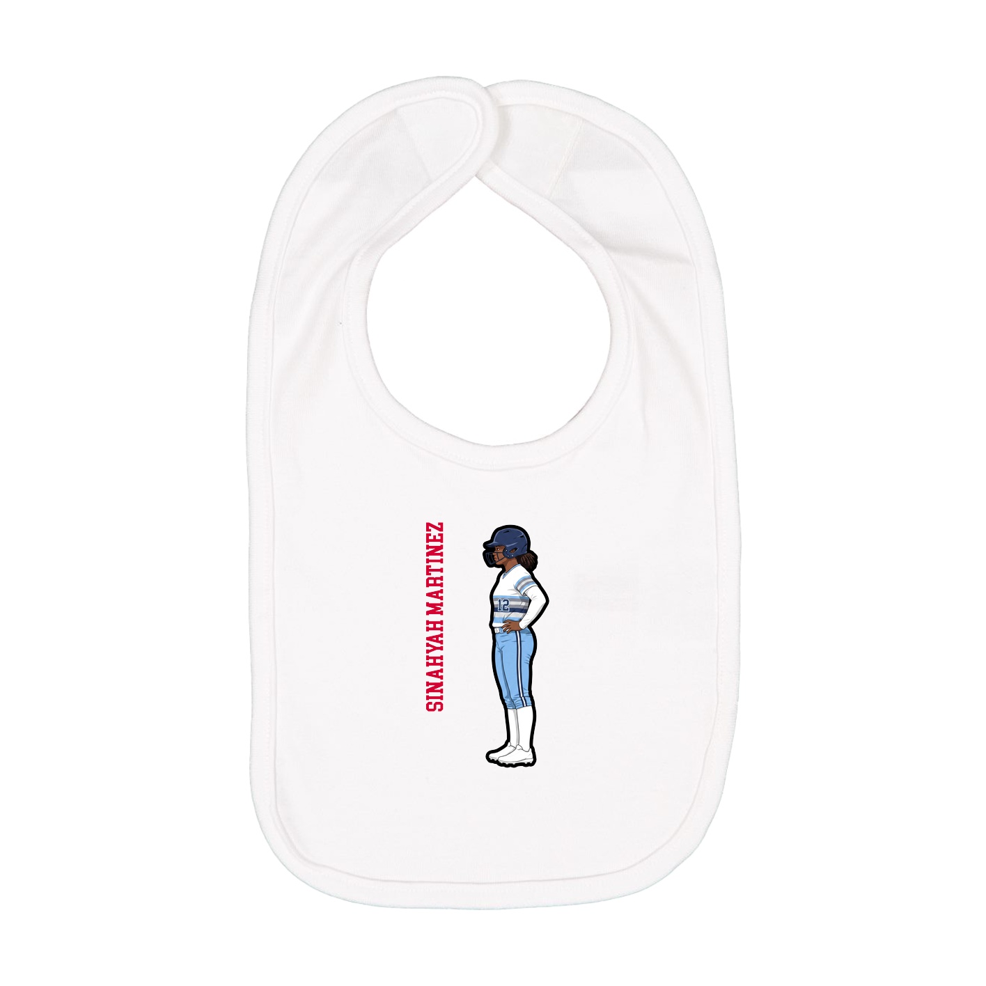 Infant Bib — Name Vertical in White