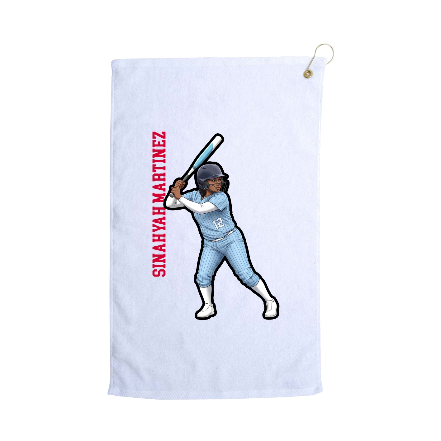 Golf Towel — Name Vertical in White