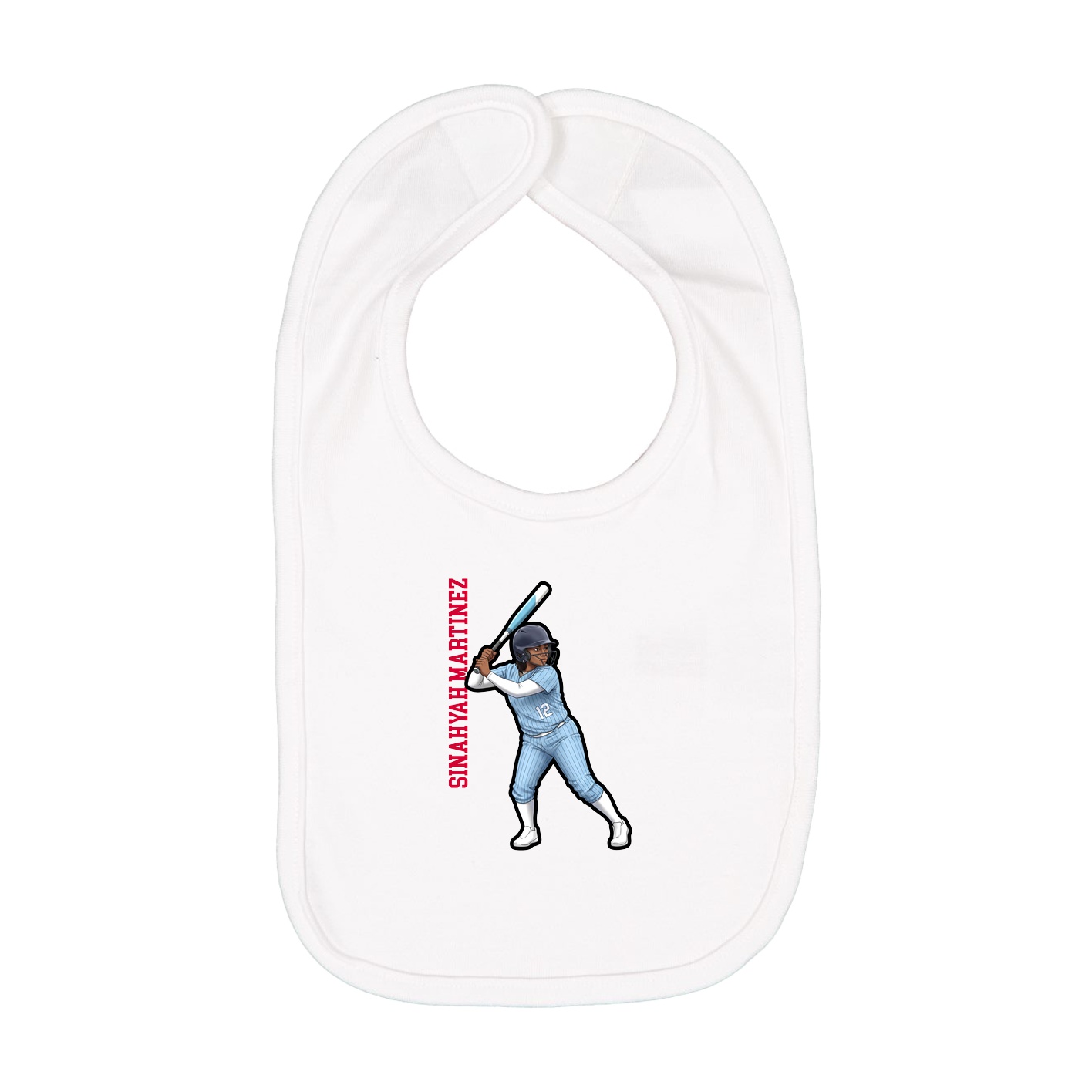 Infant Bib — Name Vertical in White