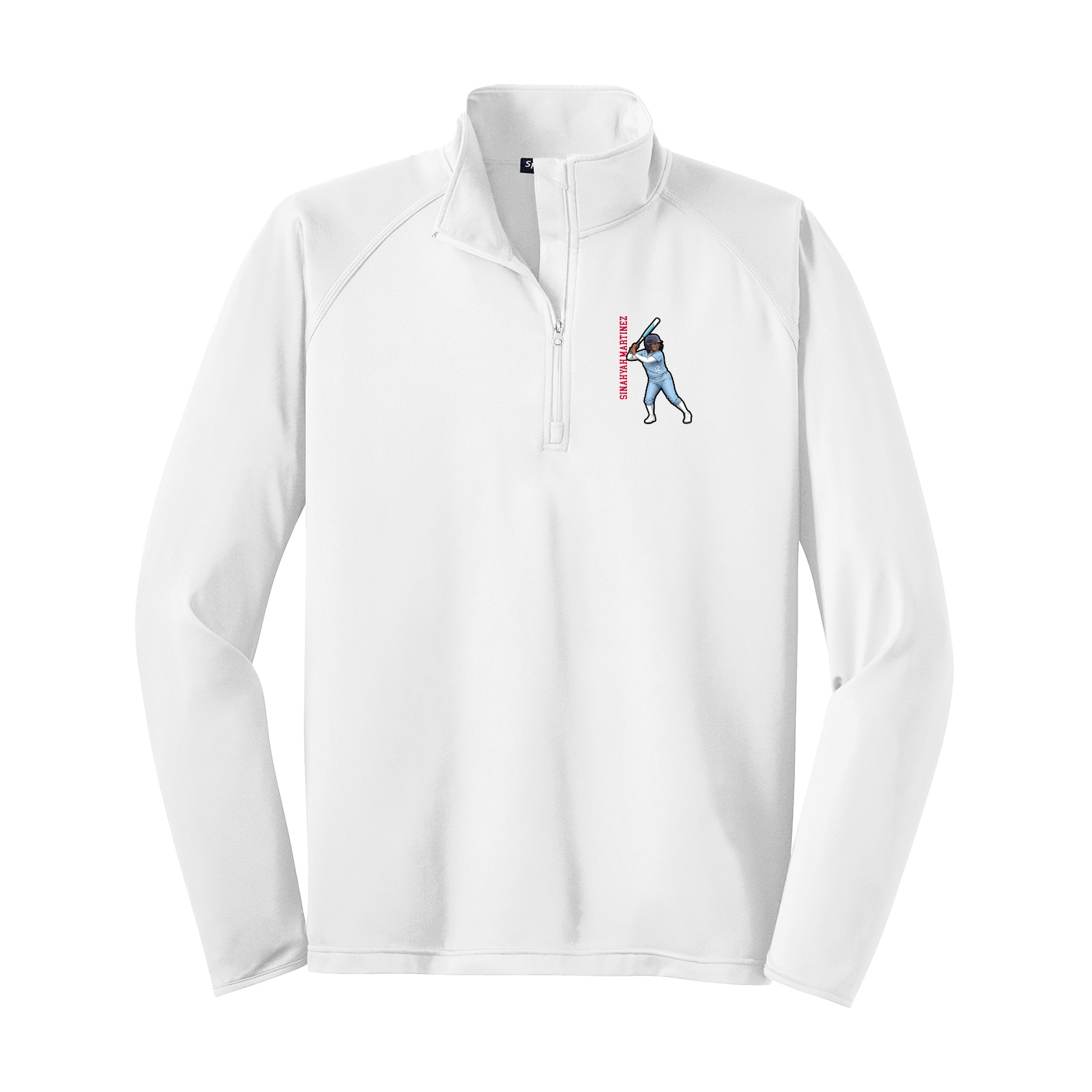 Q-Zip Pullover — Name Vertical in White