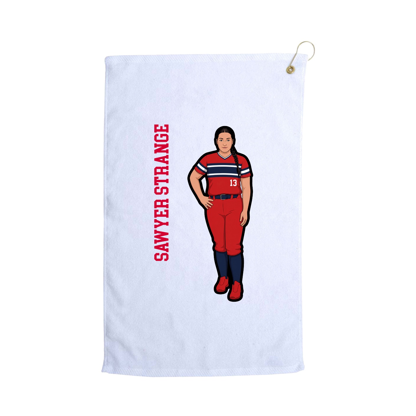 Golf Towel — Name Vertical in White