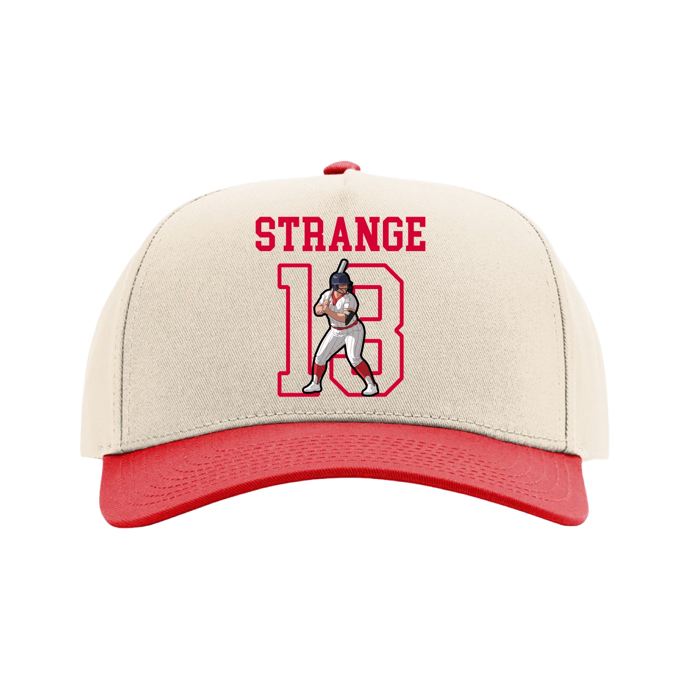 Full Fabric Five-Panel Champ Cap — Shirsey in Cream/Red