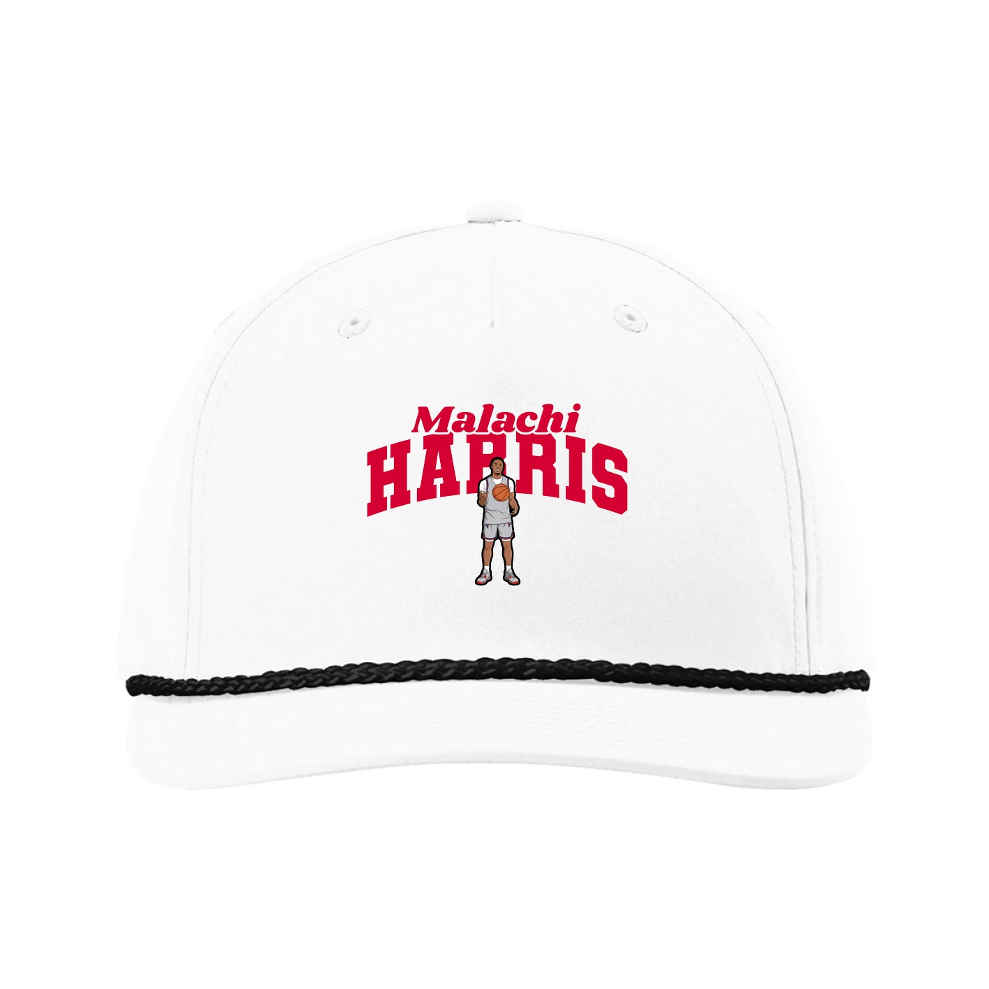 Five-Panel Classic Rope Cap — Signature Arch in White