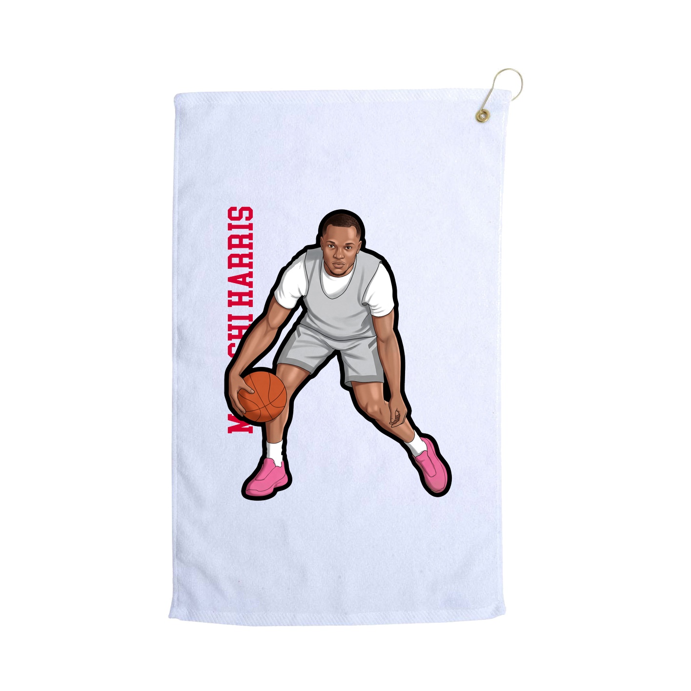 Golf Towel — Name Vertical in White